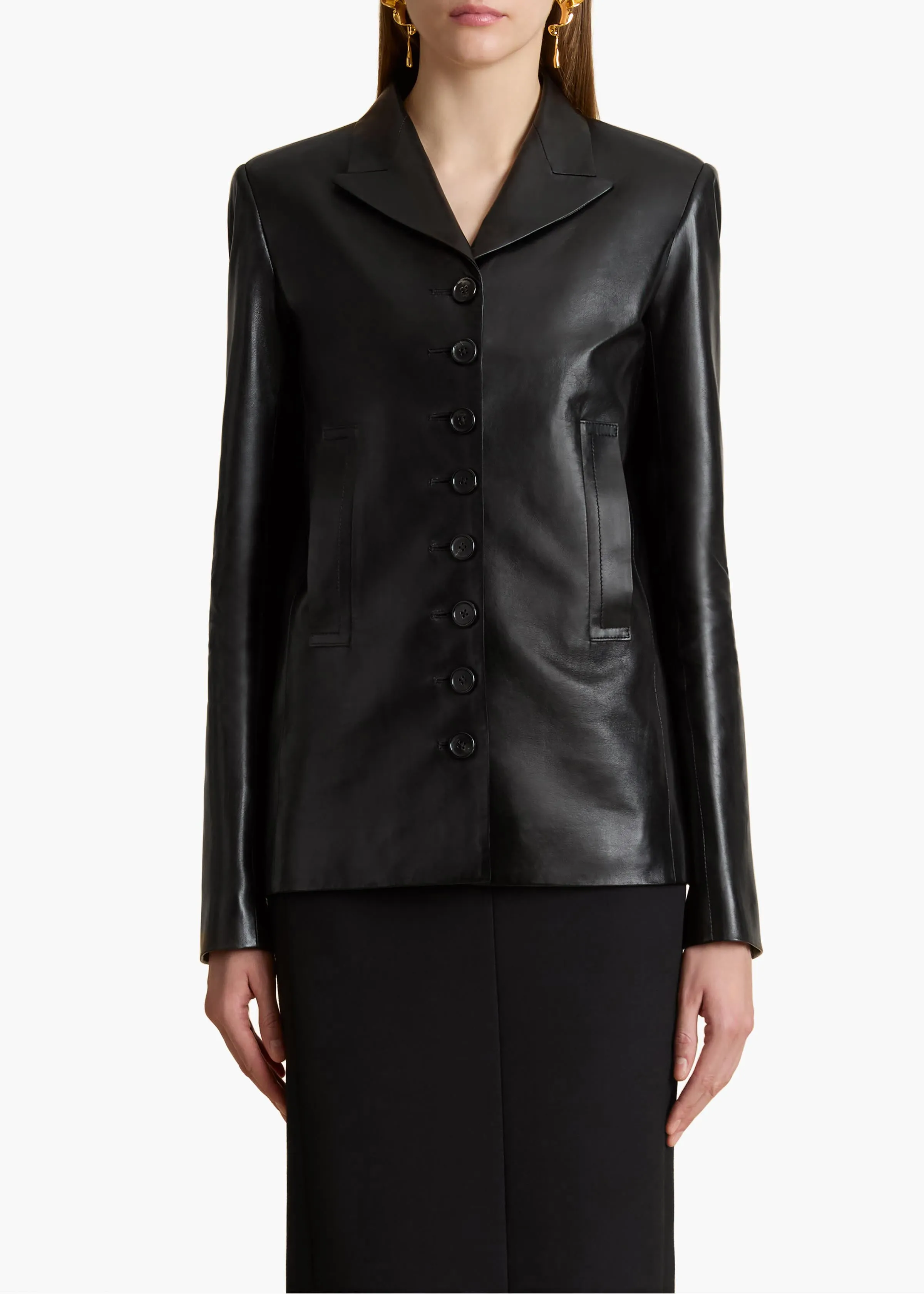 Saraphina Jacket in Black Leather sold by KHAITE product image thumbnail 3