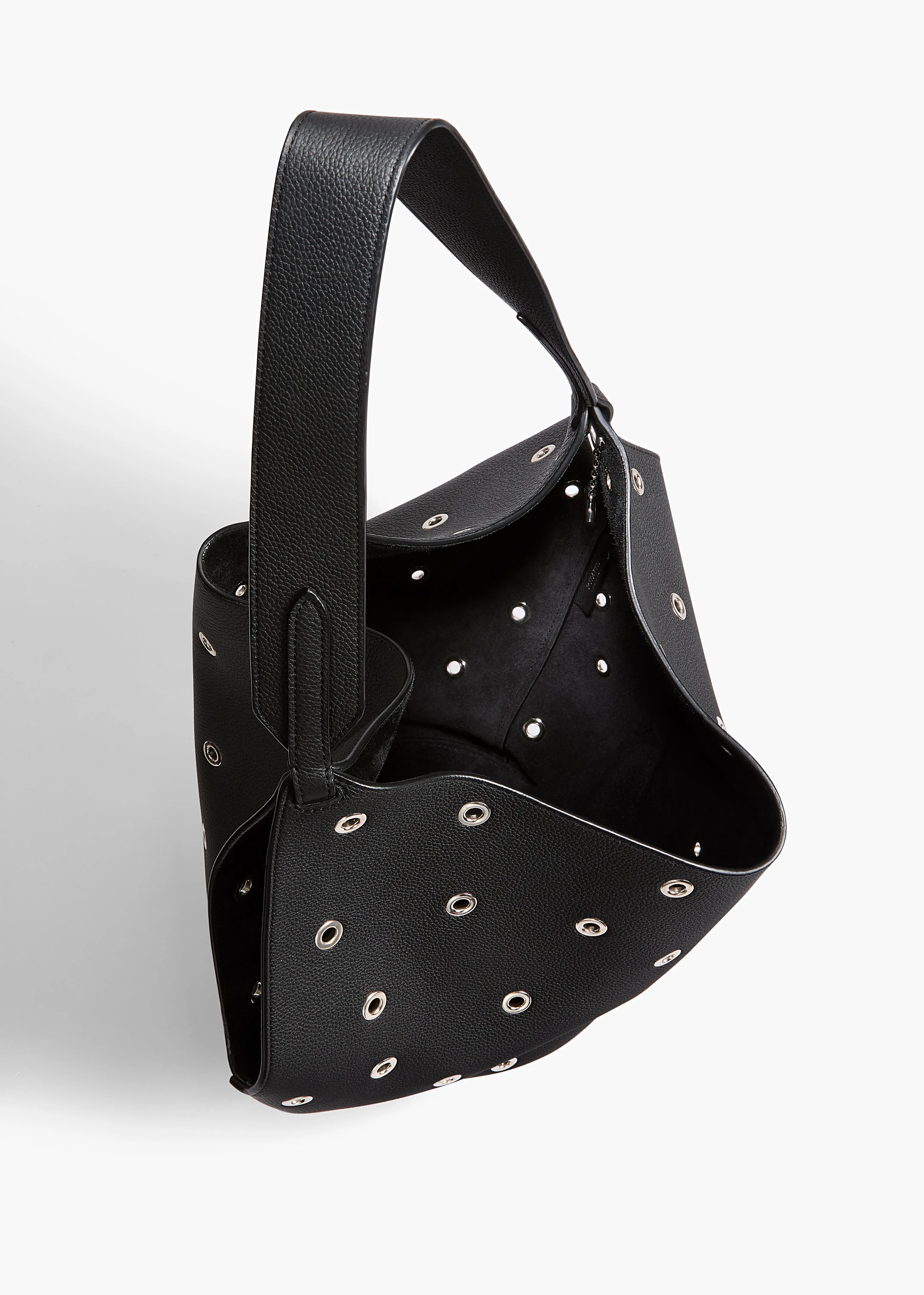 Small Lotus Tote in Black Pebbled Leather with Grommets sold by KHAITE product image thumbnail 3