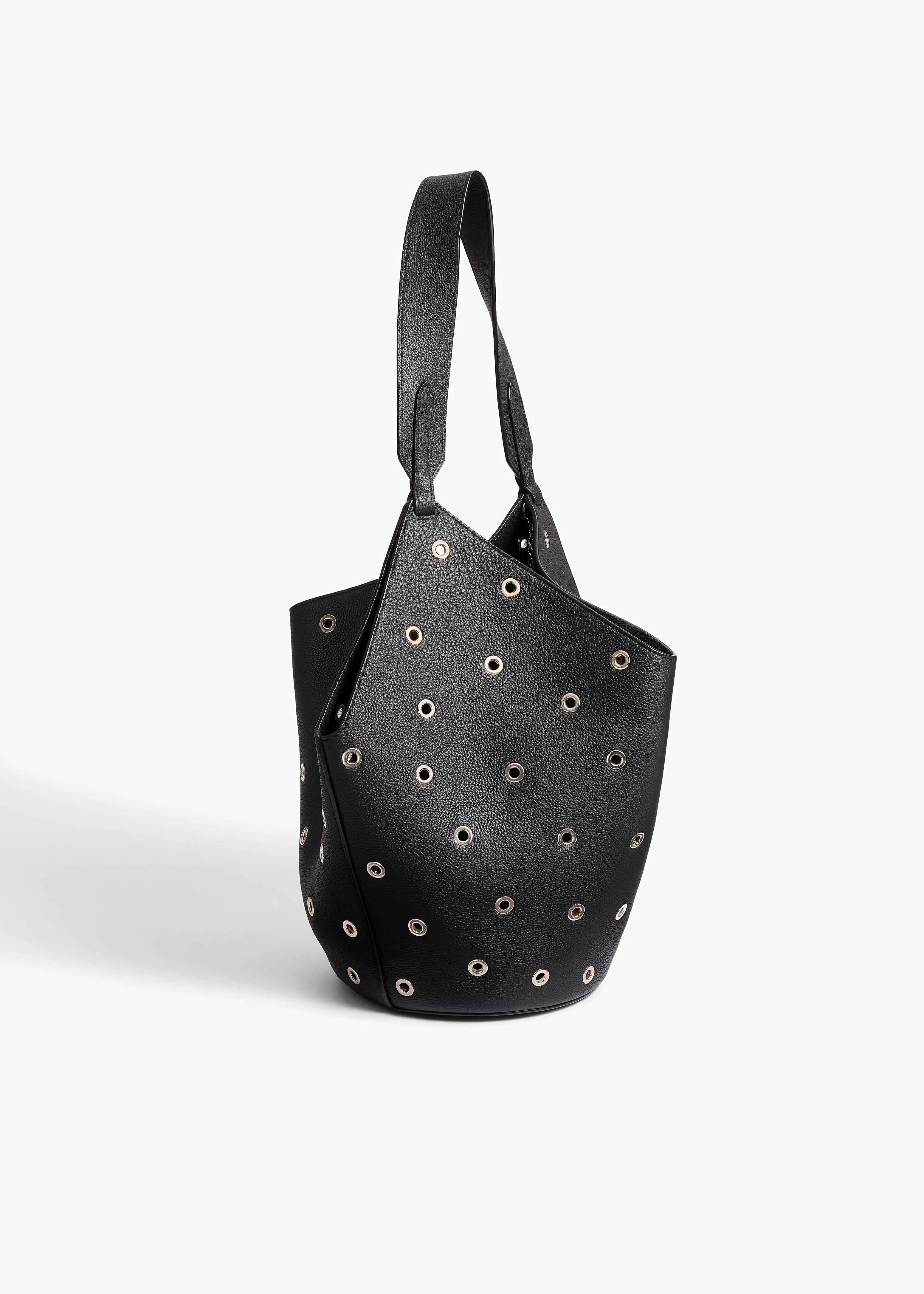 Small Lotus Tote in Black Pebbled Leather with Grommets sold by KHAITE product image thumbnail 2
