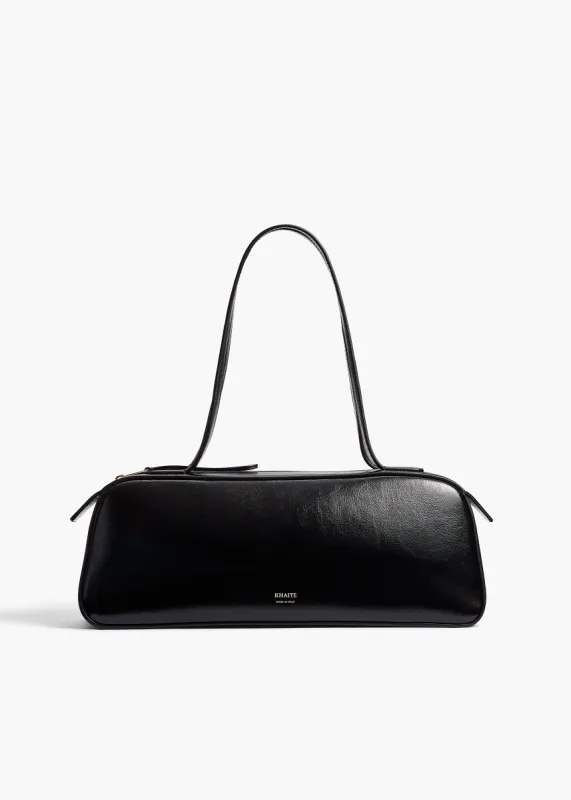 Simona Shoulder Bag in Black Crackle Patent Leather sold by KHAITE