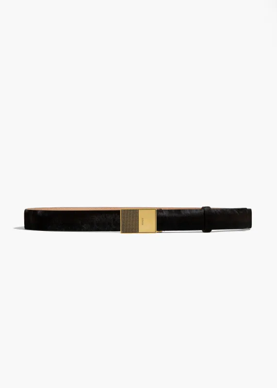 Elio Belt in Black Haircalf with Gold sold by KHAITE