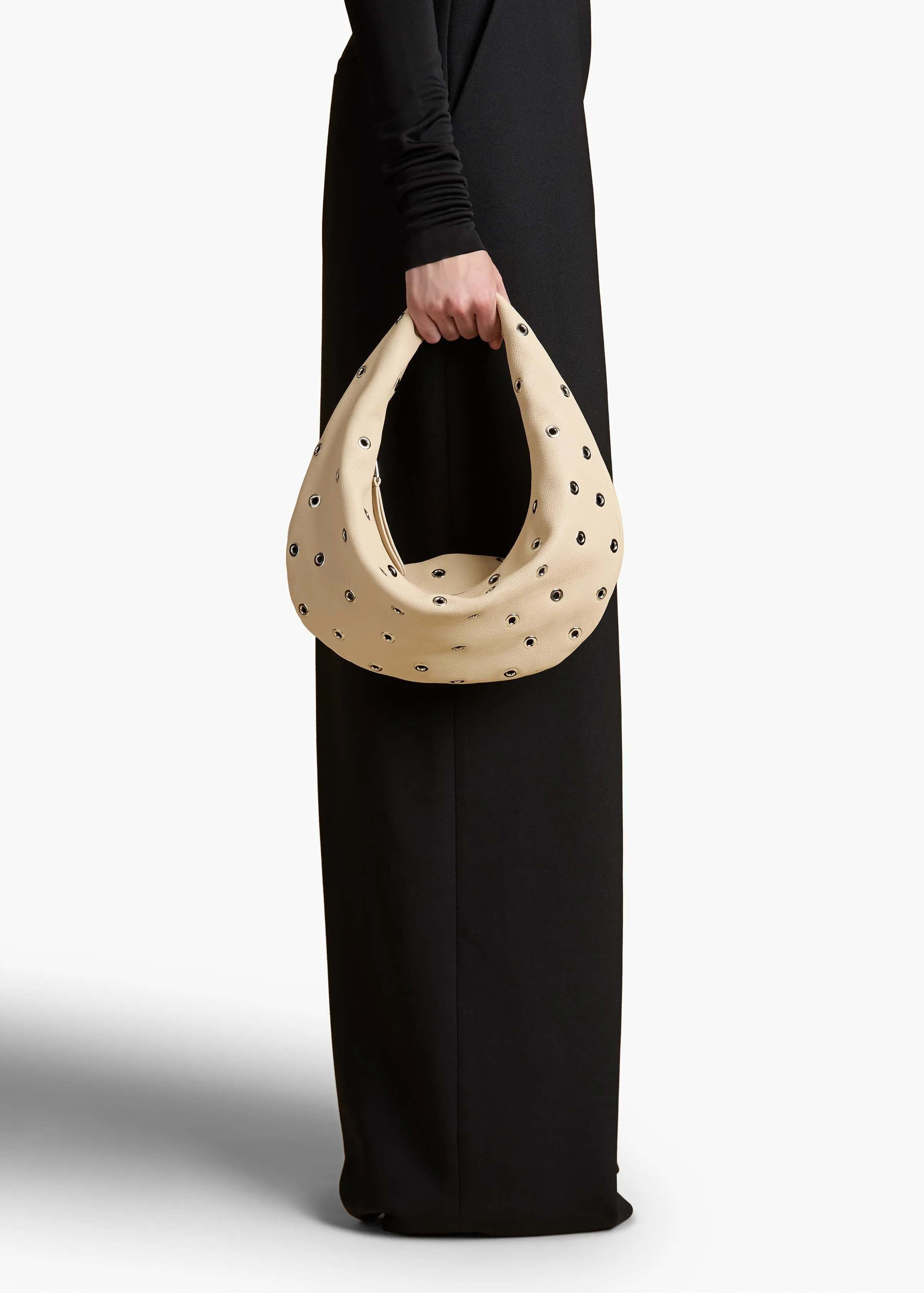 Medium Olivia Hobo in Dark Ivory Pebbled Leather with Grommets sold by KHAITE product image thumbnail 5