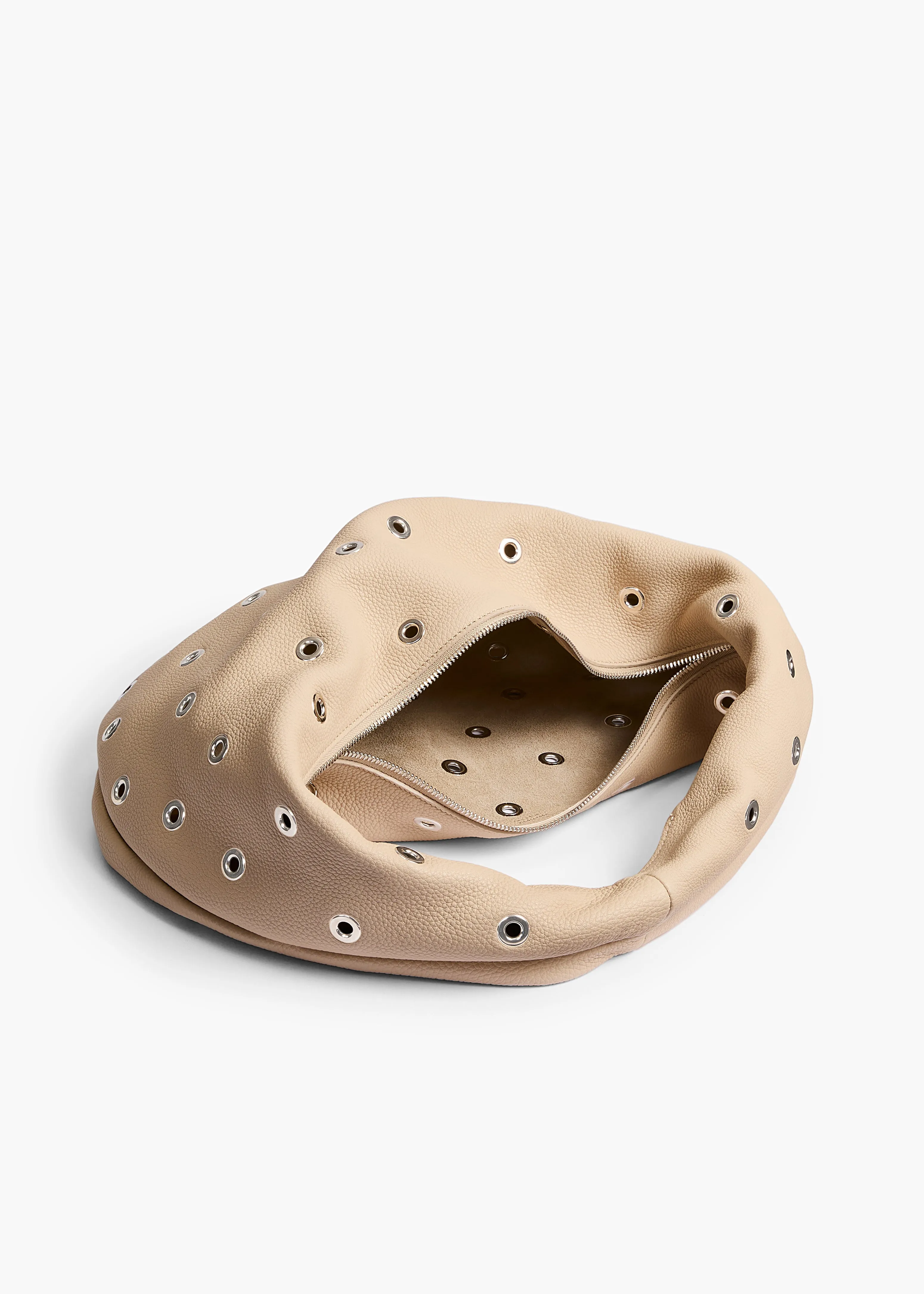 Medium Olivia Hobo in Dark Ivory Pebbled Leather with Grommets sold by KHAITE product image thumbnail 3