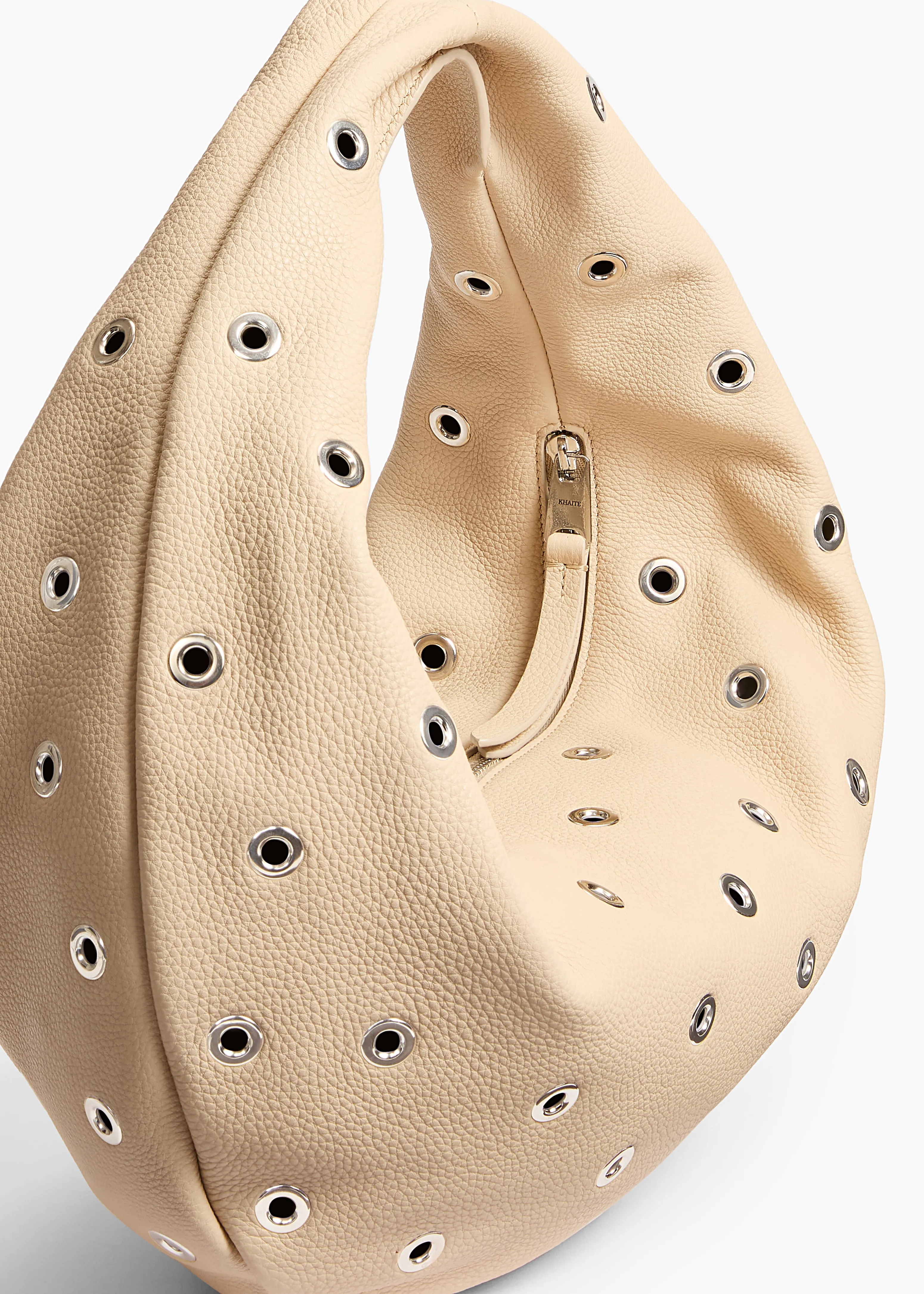Medium Olivia Hobo in Dark Ivory Pebbled Leather with Grommets sold by KHAITE product image thumbnail 4