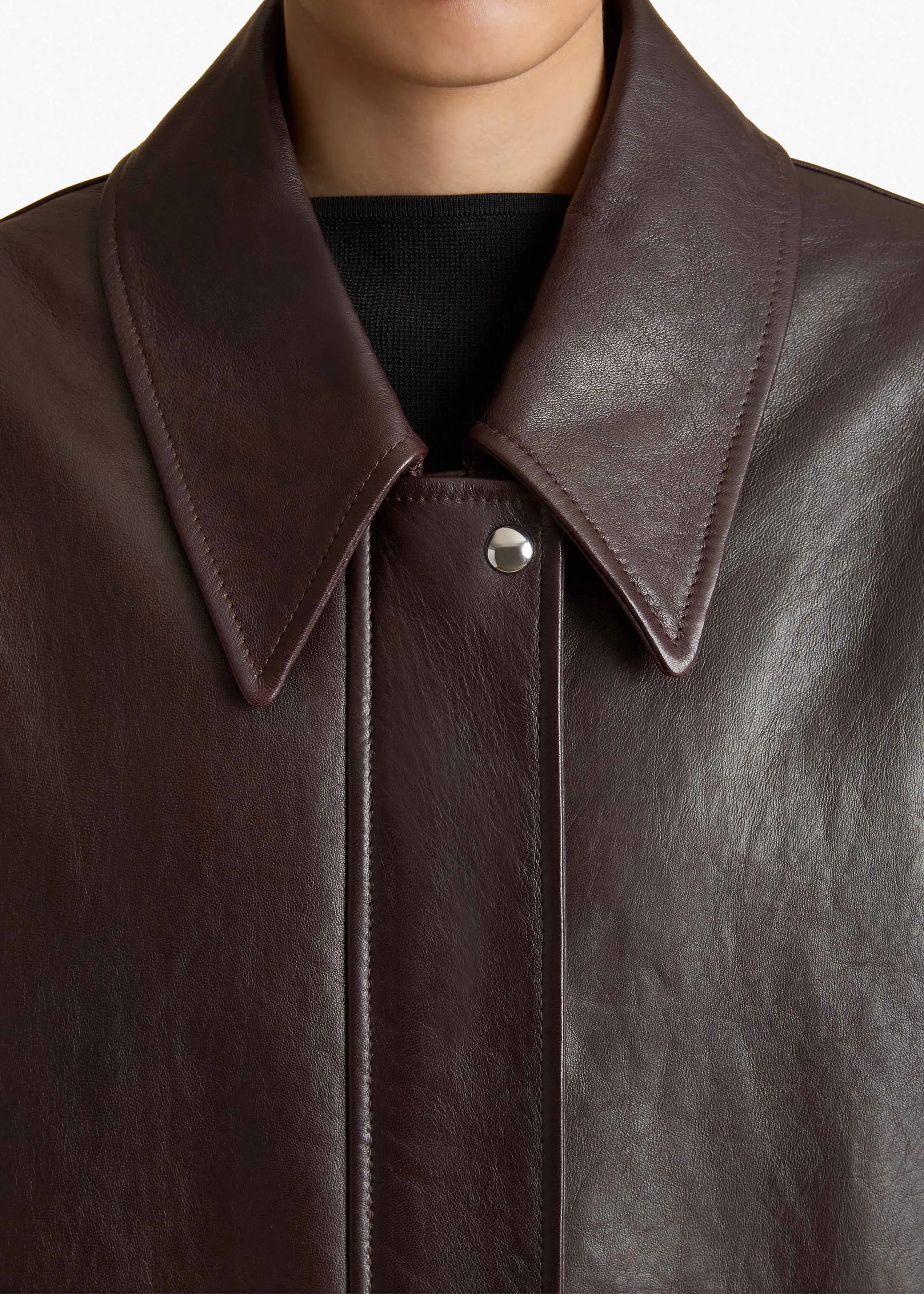 Shelman Jacket in Dark Brown Leather sold by KHAITE product image thumbnail 5