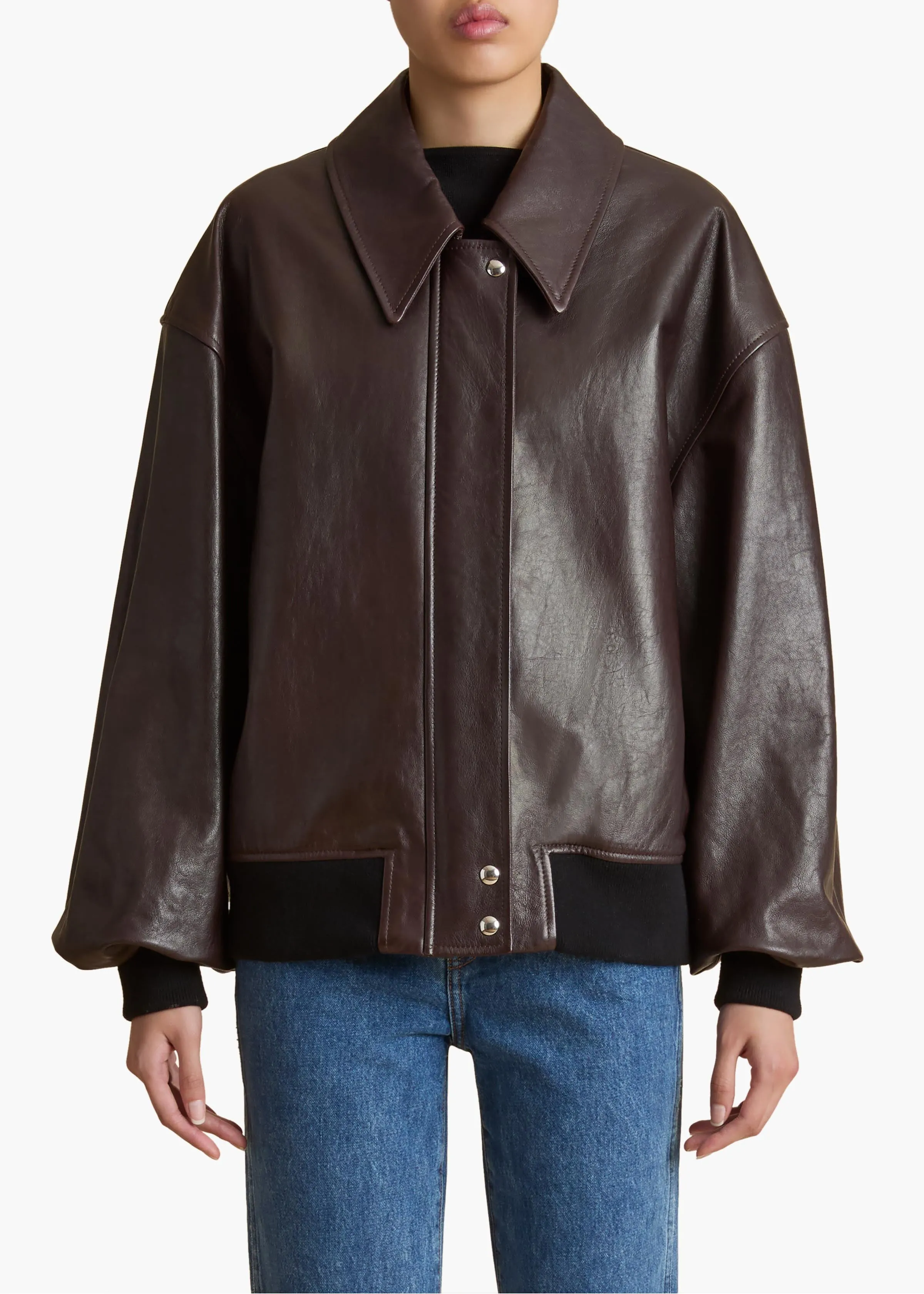 Shelman Jacket in Dark Brown Leather sold by KHAITE product image thumbnail 3