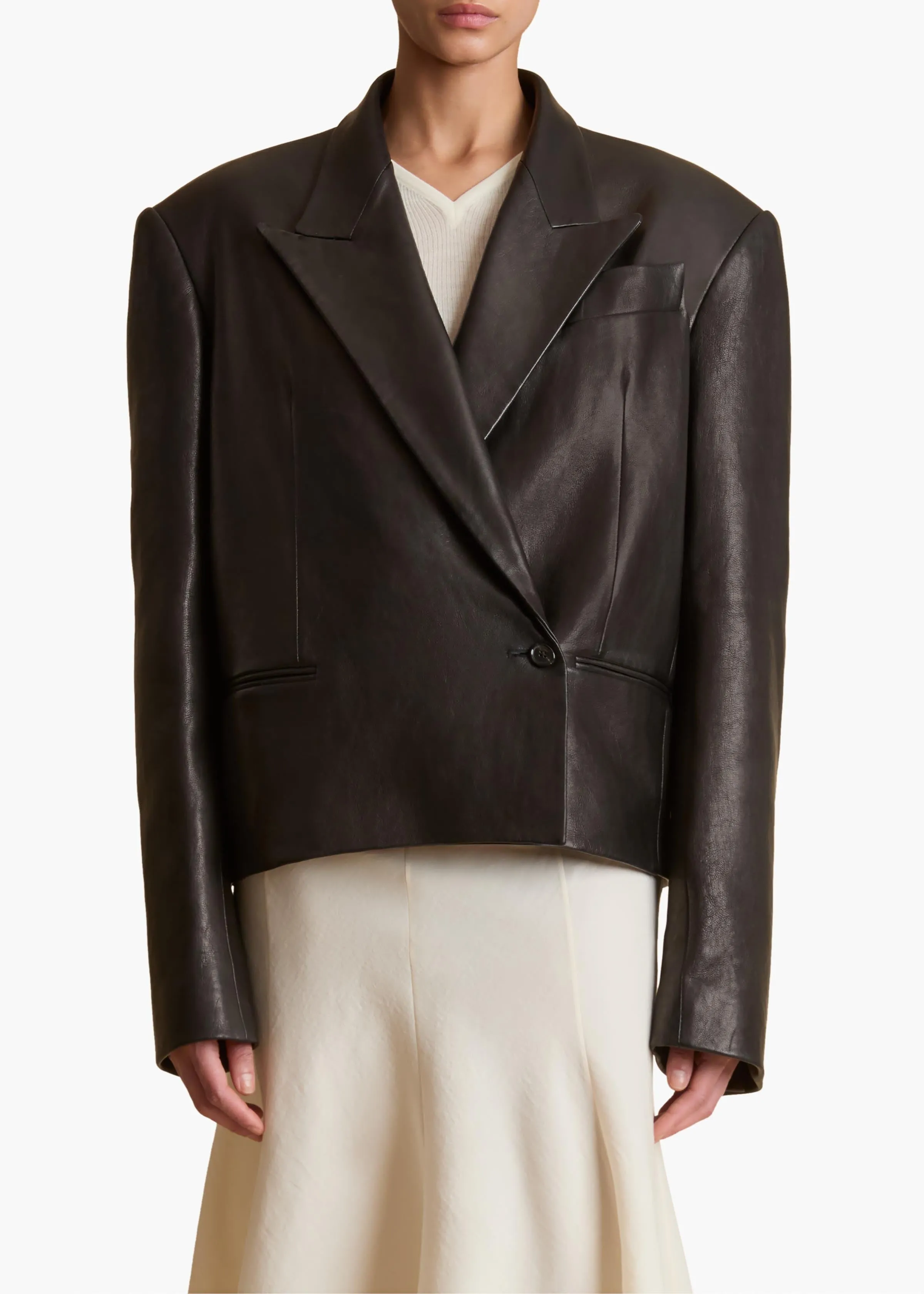 Tonni Blazer in Black Leather sold by KHAITE product image thumbnail 3