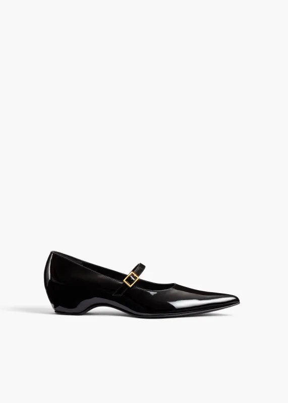 Sybil Mary Jane Flat in Black Patent Leather sold by KHAITE