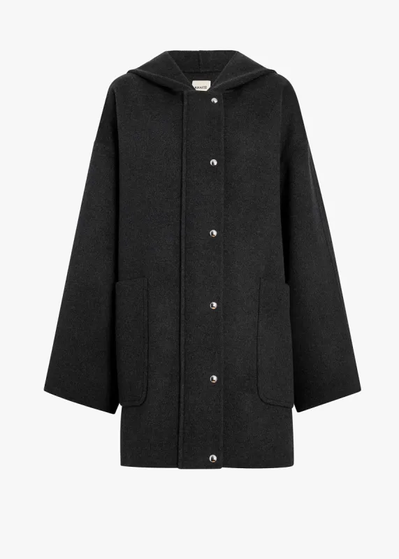 Hessner Coat in Charcoal sold by KHAITE