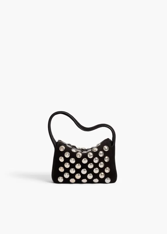 Nano Elena Bag in Black Suede with Silver Studs sold by KHAITE