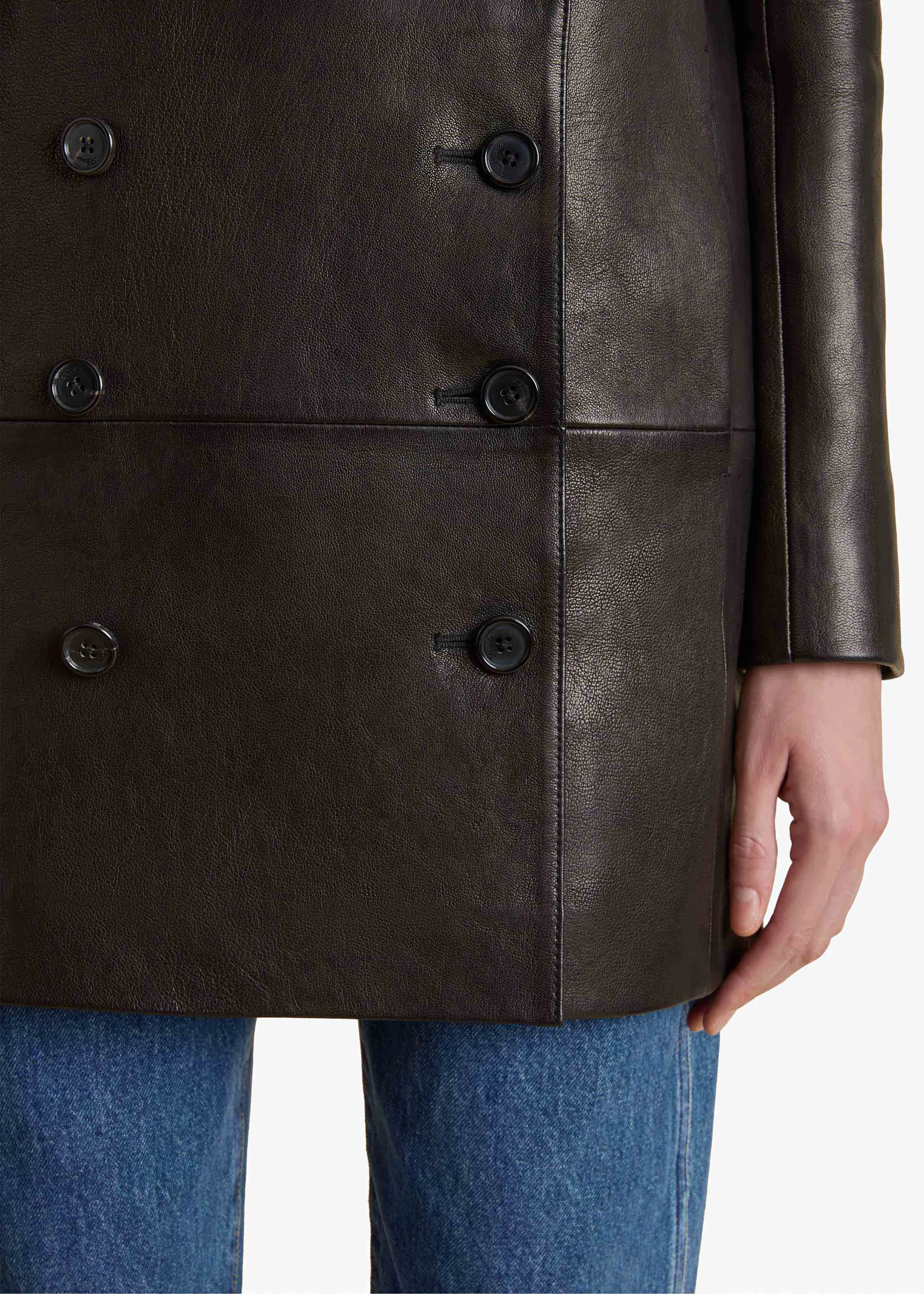 Marllo Jacket in Black Leather sold by KHAITE product image thumbnail 5