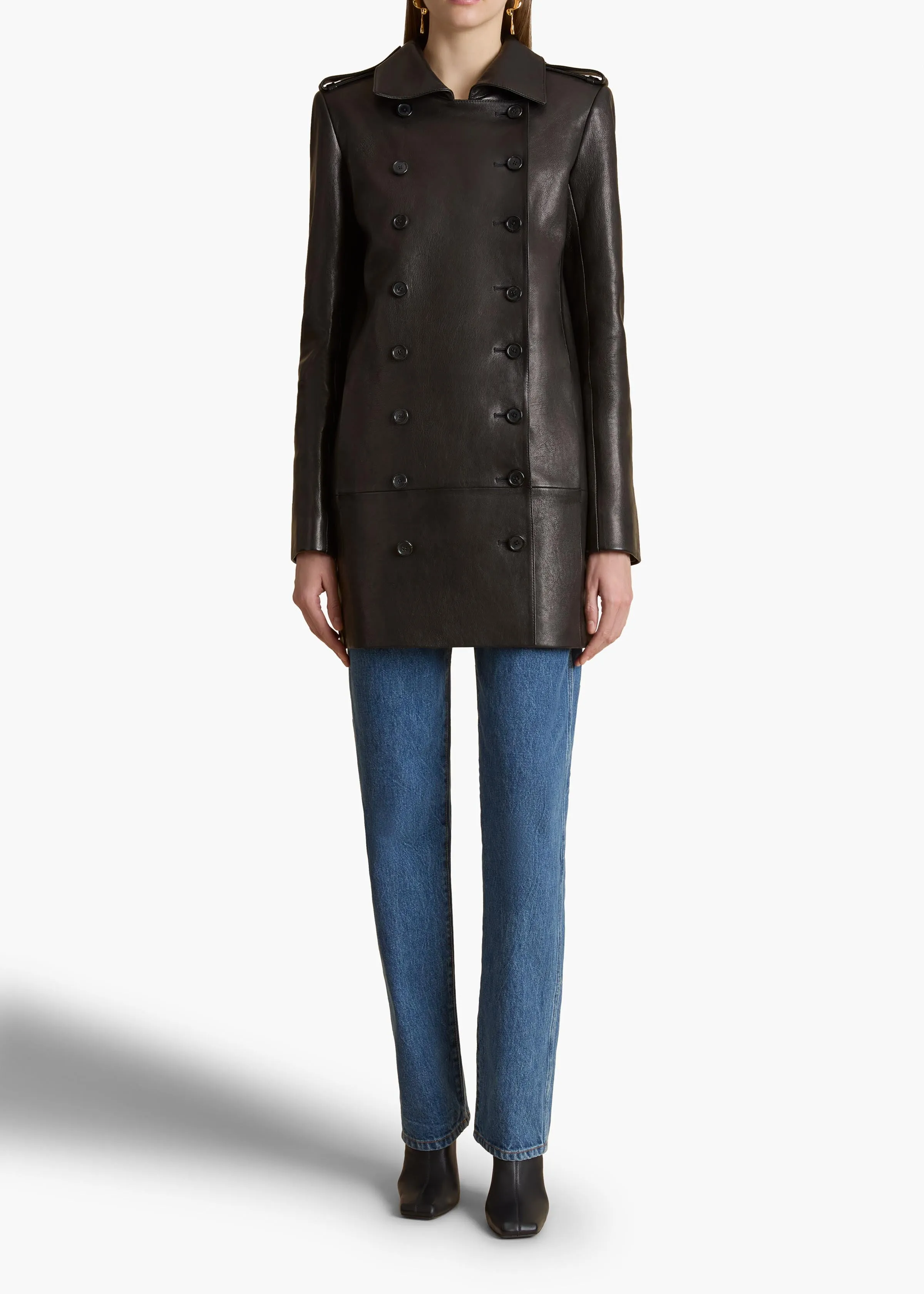 Marllo Jacket in Black Leather sold by KHAITE product image thumbnail 2