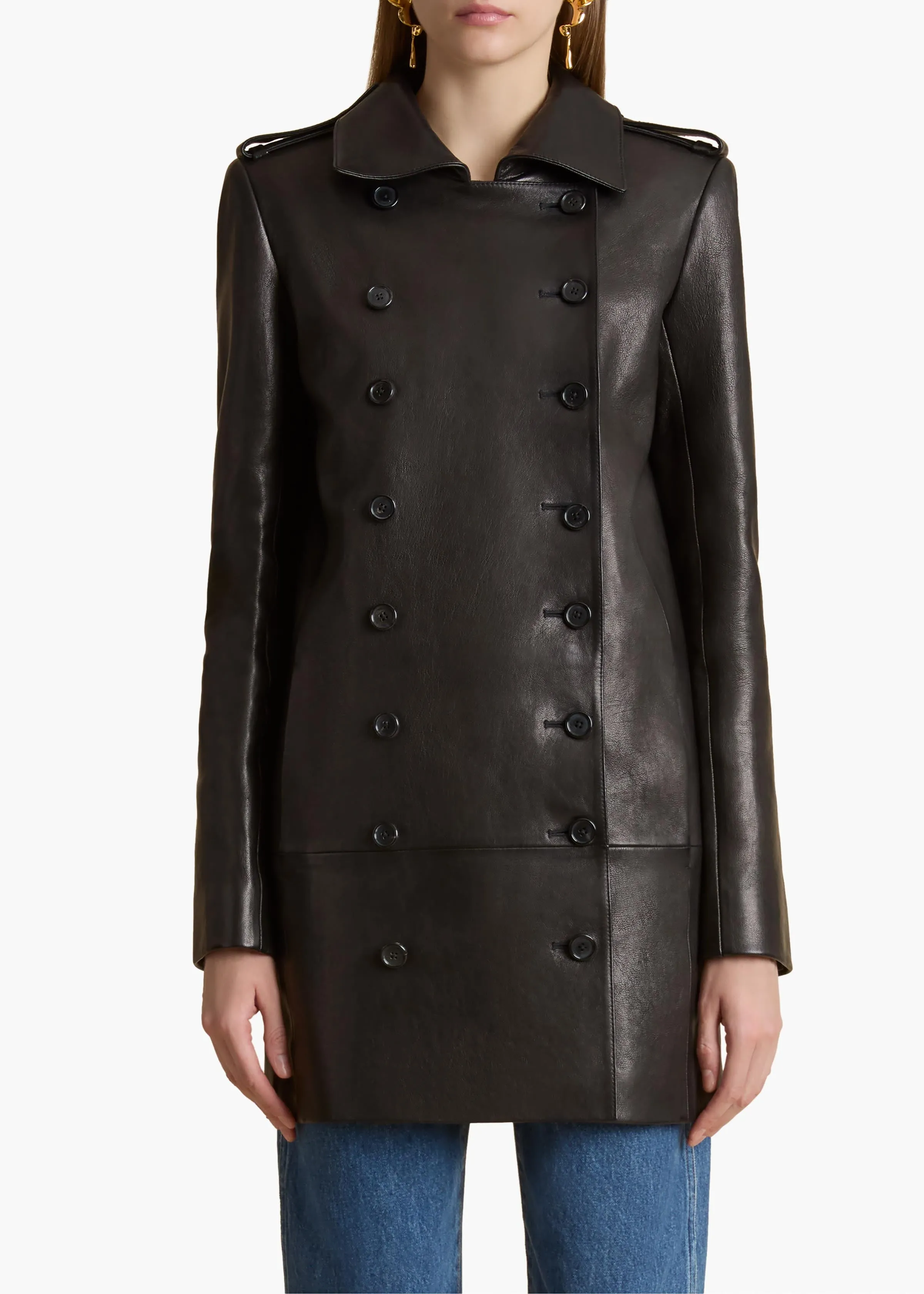 Marllo Jacket in Black Leather sold by KHAITE product image thumbnail 3