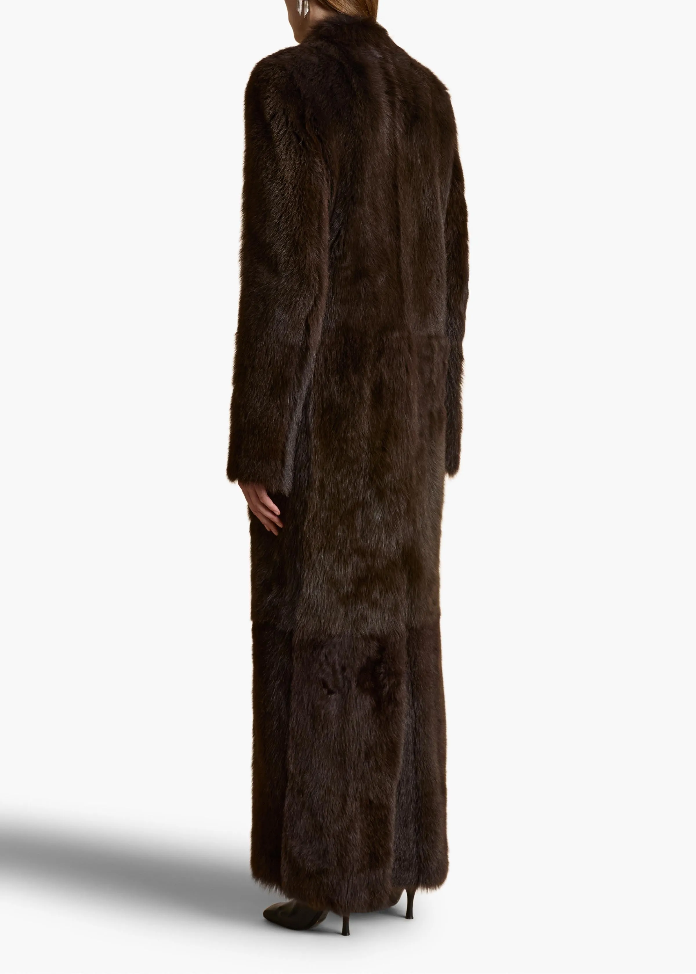 Saphra Shearling Coat in Dark Brown sold by KHAITE product image thumbnail 4