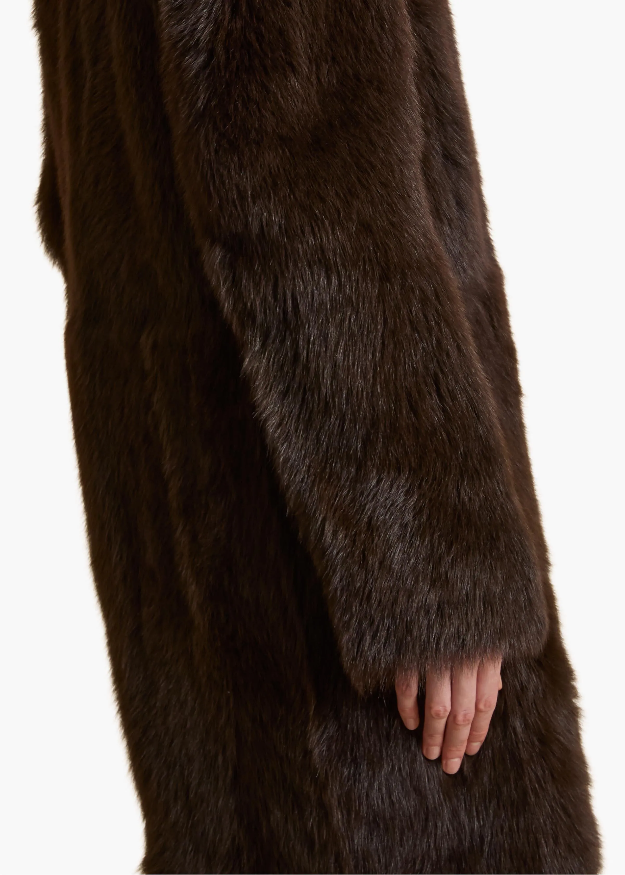 Saphra Shearling Coat in Dark Brown sold by KHAITE product image thumbnail 5