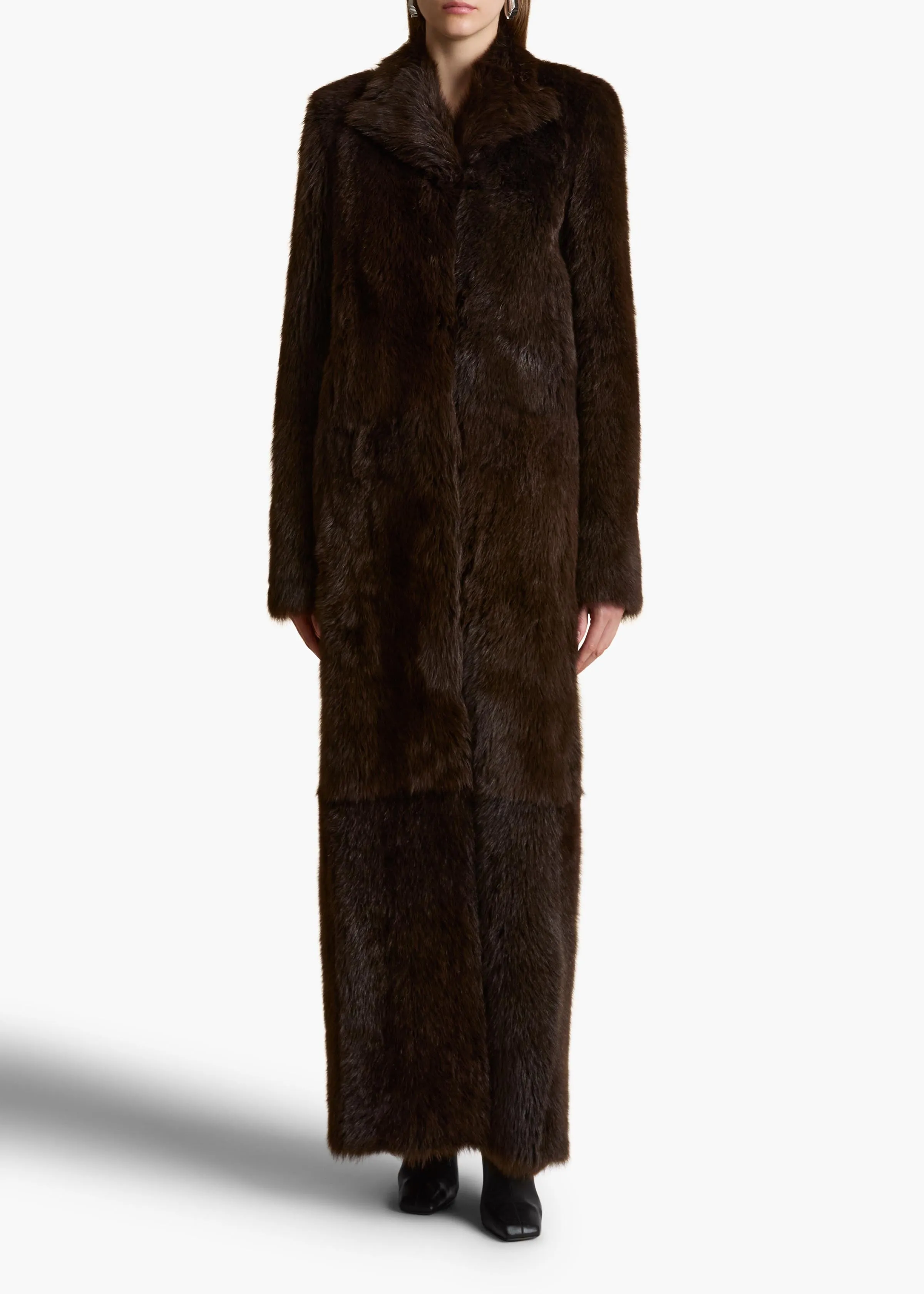 Saphra Shearling Coat in Dark Brown sold by KHAITE product image thumbnail 2