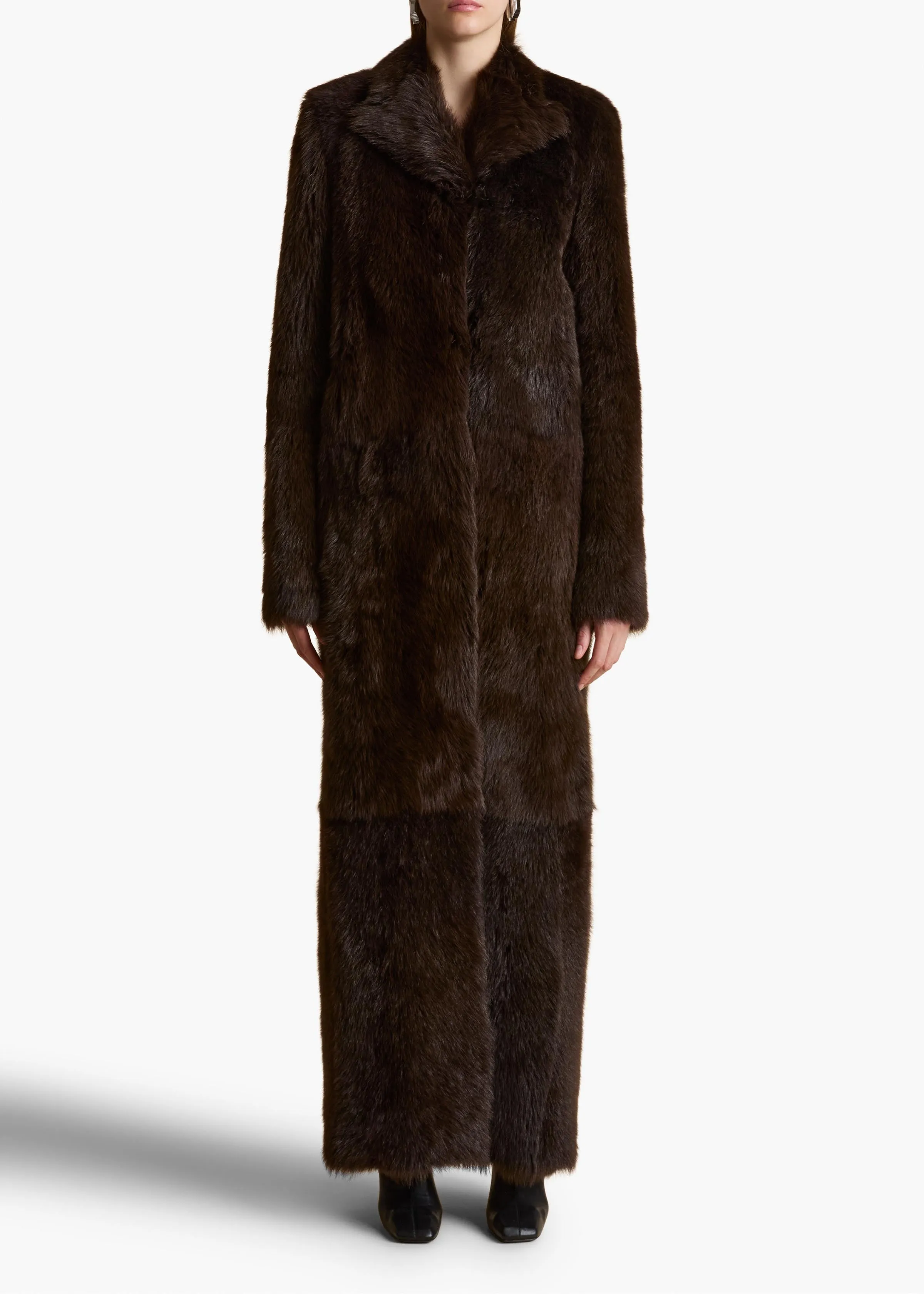 Saphra Shearling Coat in Dark Brown sold by KHAITE product image thumbnail 3