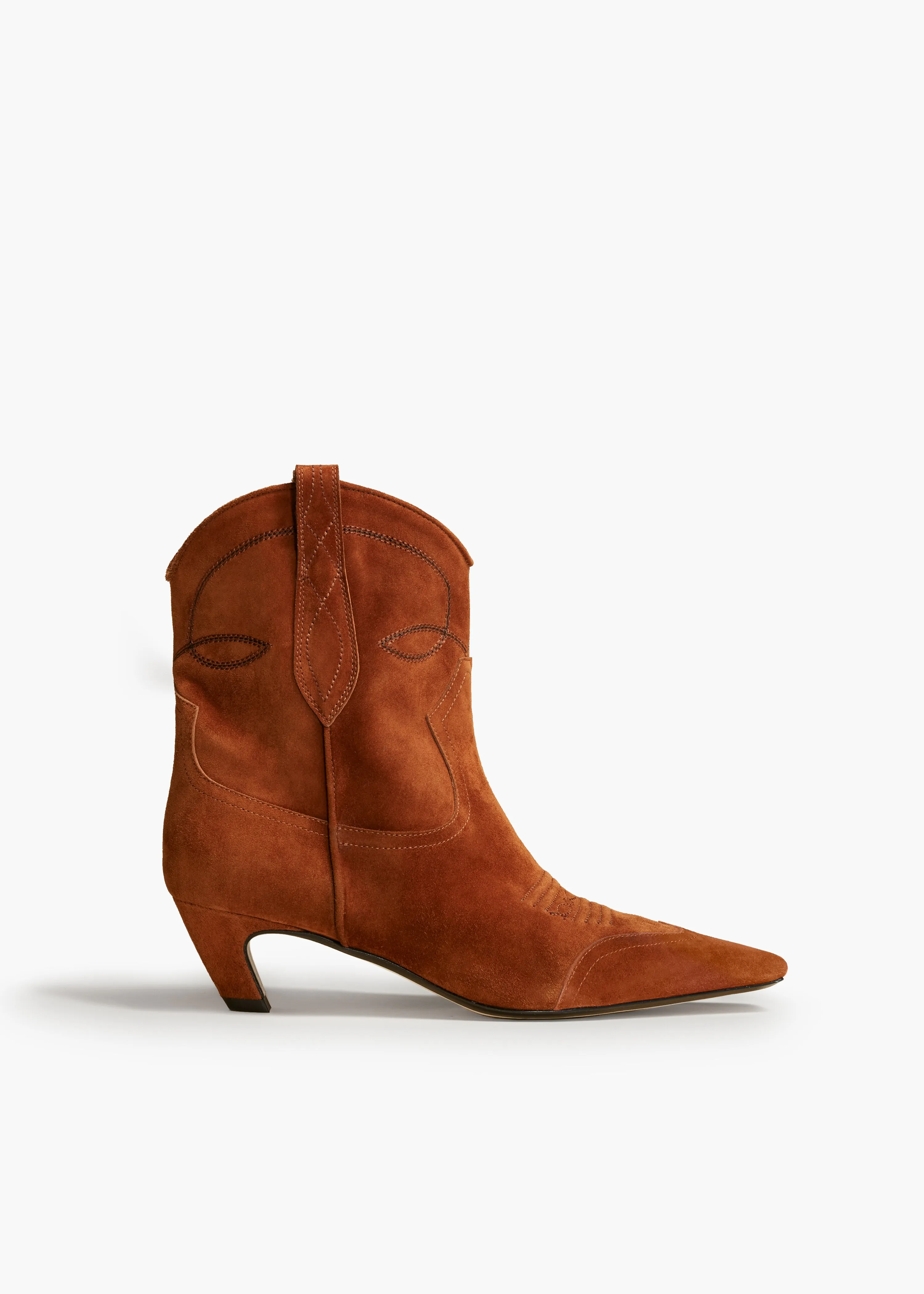 Dallas Ankle Boot in Caramel Suede sold by KHAITE
