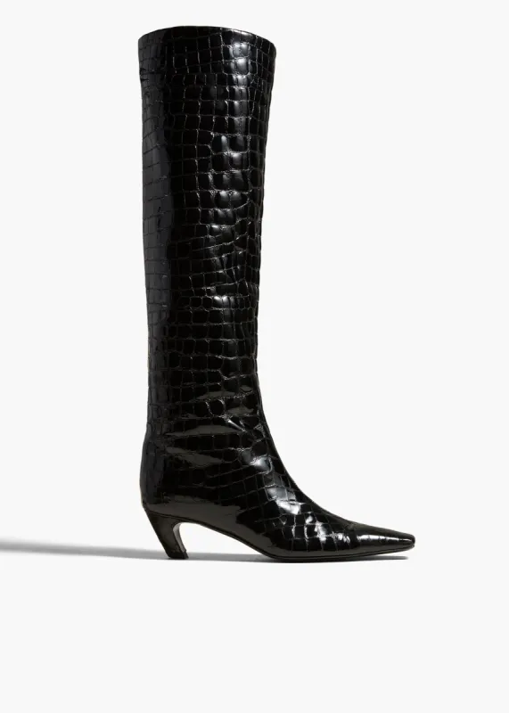 Davis Boot in Black Croc-Embossed Leather sold by KHAITE