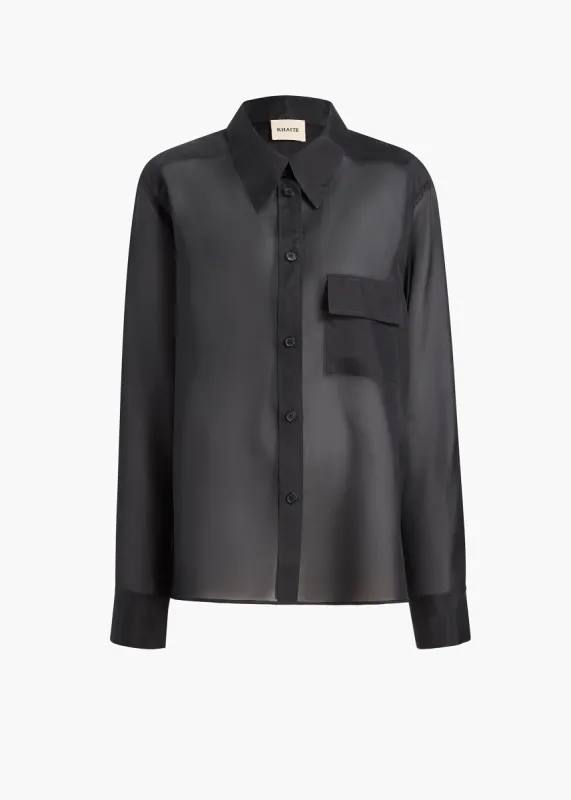 Yatty Top in Black Silk sold by KHAITE