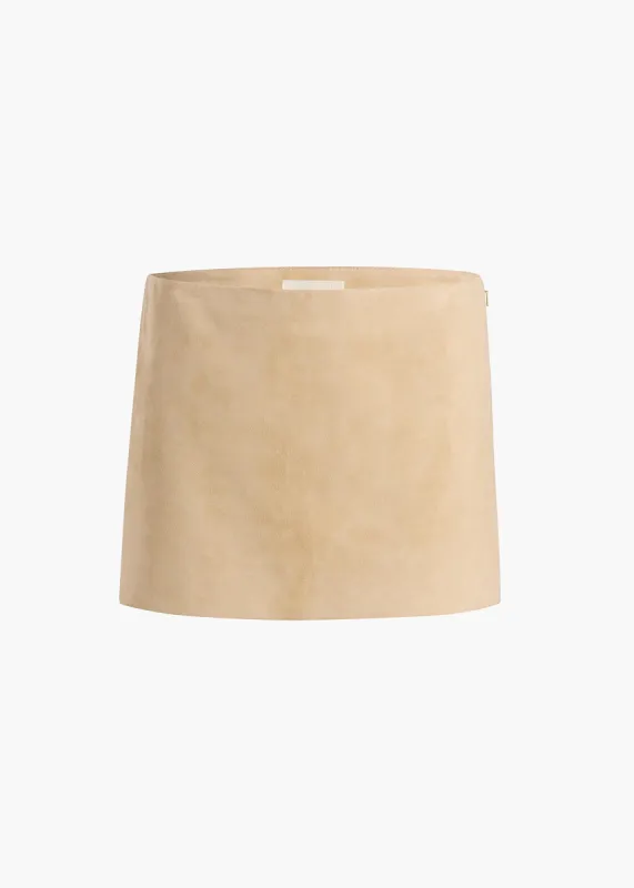 Jett Skirt in Sand Suede sold by KHAITE