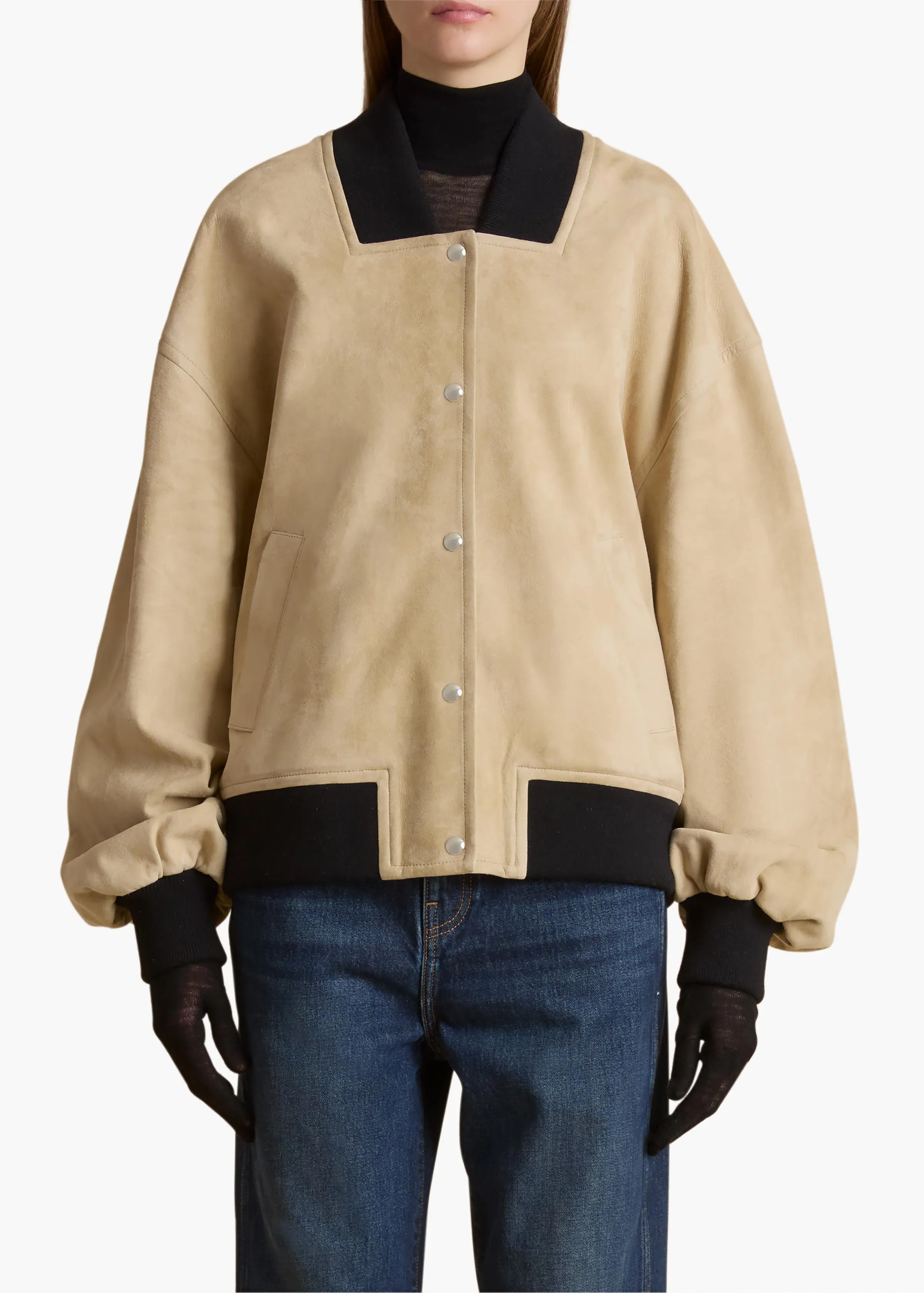 Spence Jacket in Sand Suede sold by KHAITE product image thumbnail 3