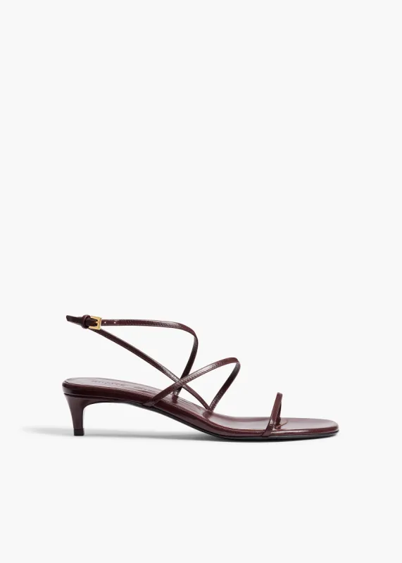 Loop Kitten Heel Sandal in Red Wine Leather sold by KHAITE