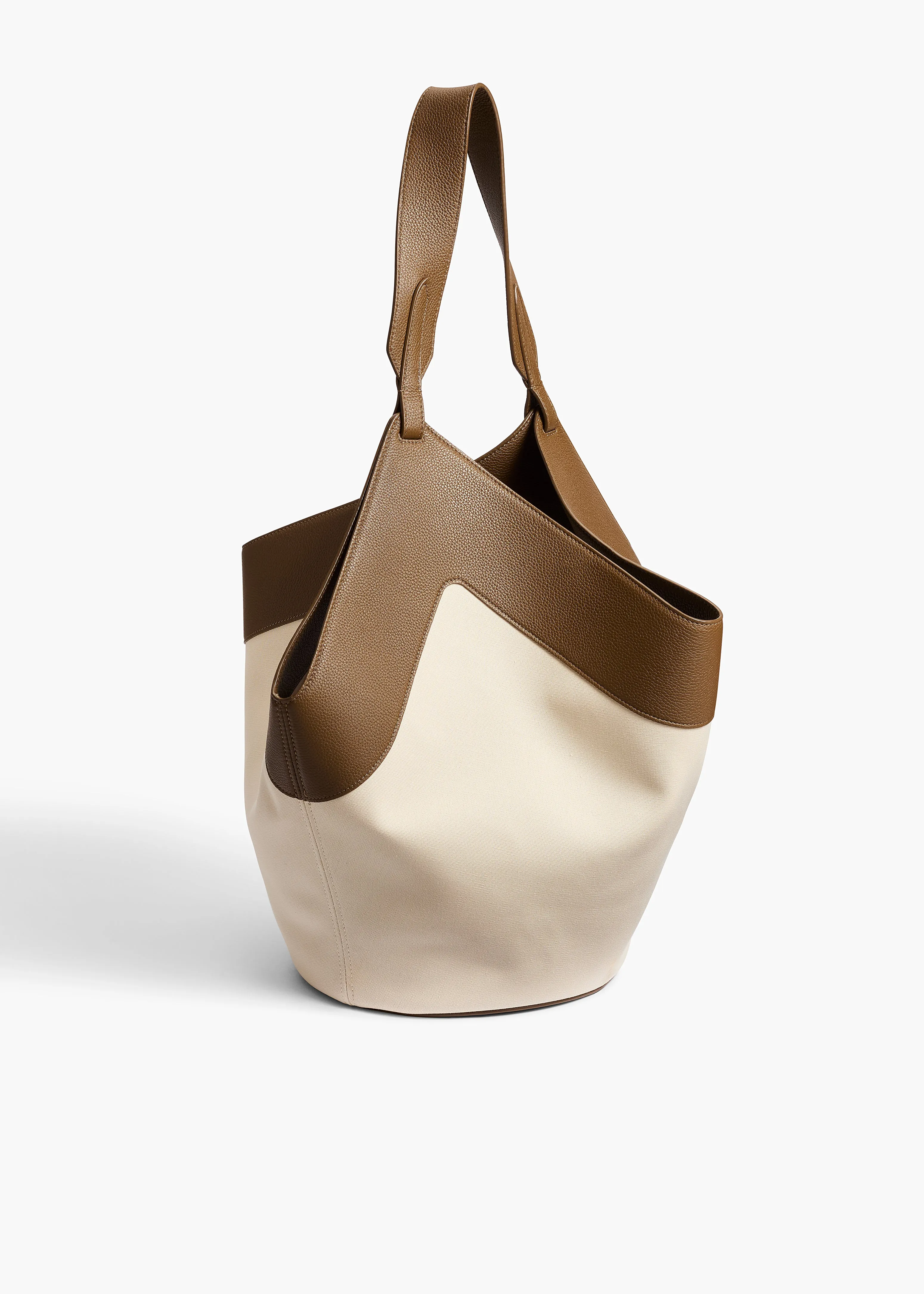 Medium Lotus Tote in Dark Olive Leather and Cream Canvas sold by KHAITE product image thumbnail 2