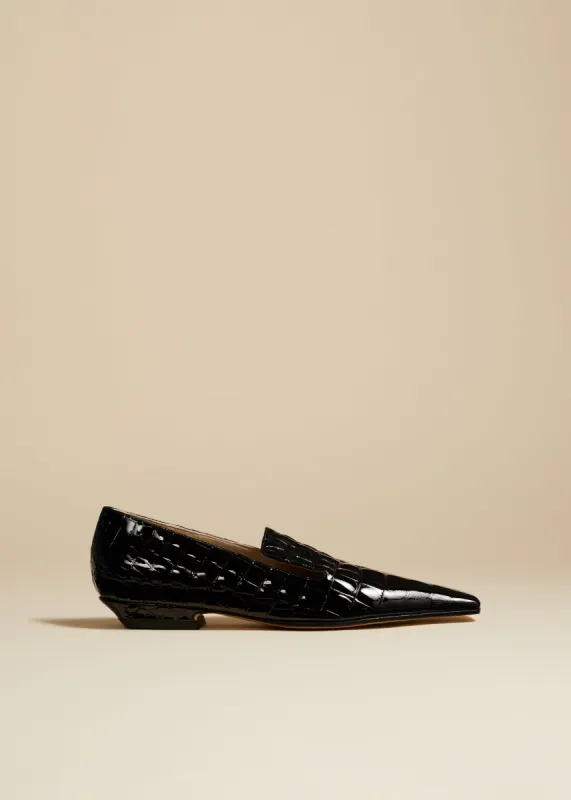 The Marfa Loafer in Black Croc-Embossed Leather sold by KHAITE