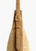 Small Augustina Crossbody Bag in Wheat Suede and Natural Raffia sold by KHAITE