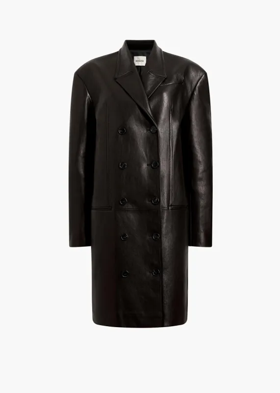 Andors Coat in Black Leather sold by KHAITE