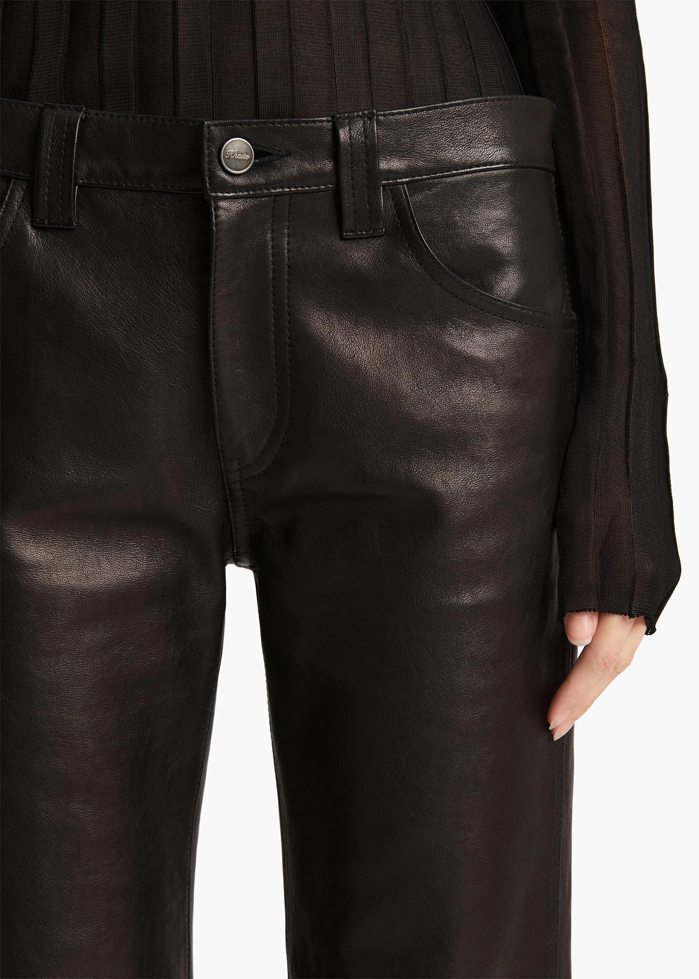 Emmet Pant in Black Leather sold by KHAITE product image thumbnail 5