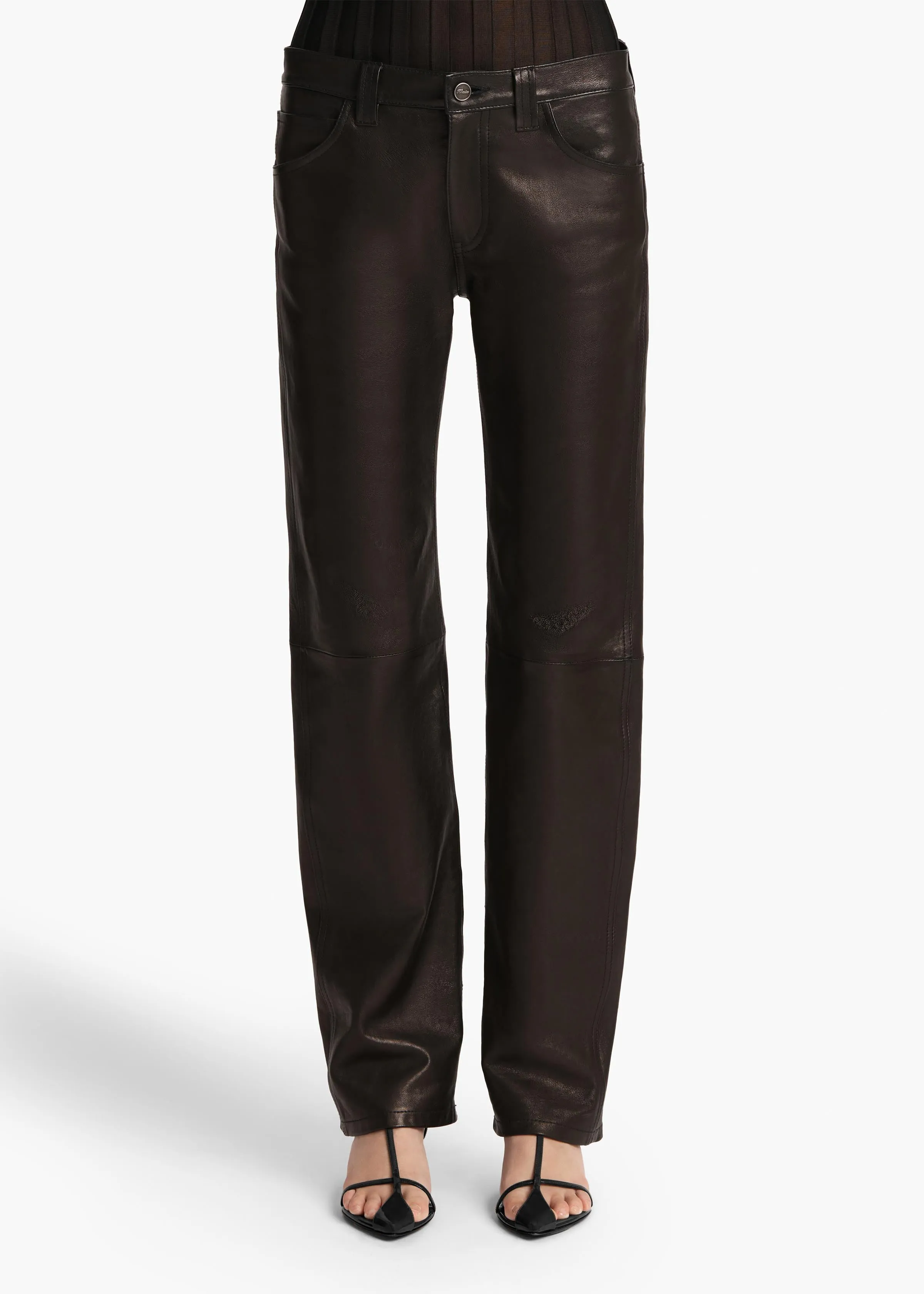 Emmet Pant in Black Leather sold by KHAITE product image thumbnail 3