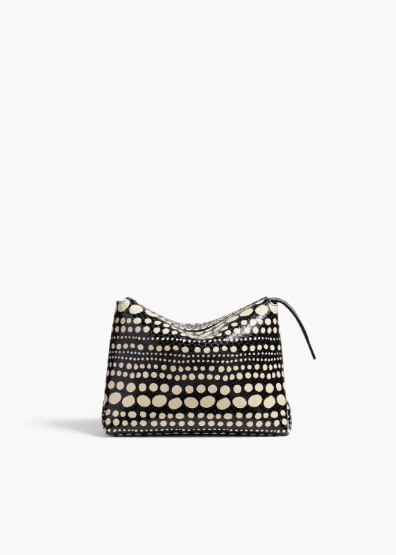 Lina Pochette in Black with Cream Python Dot Print sold by KHAITE
