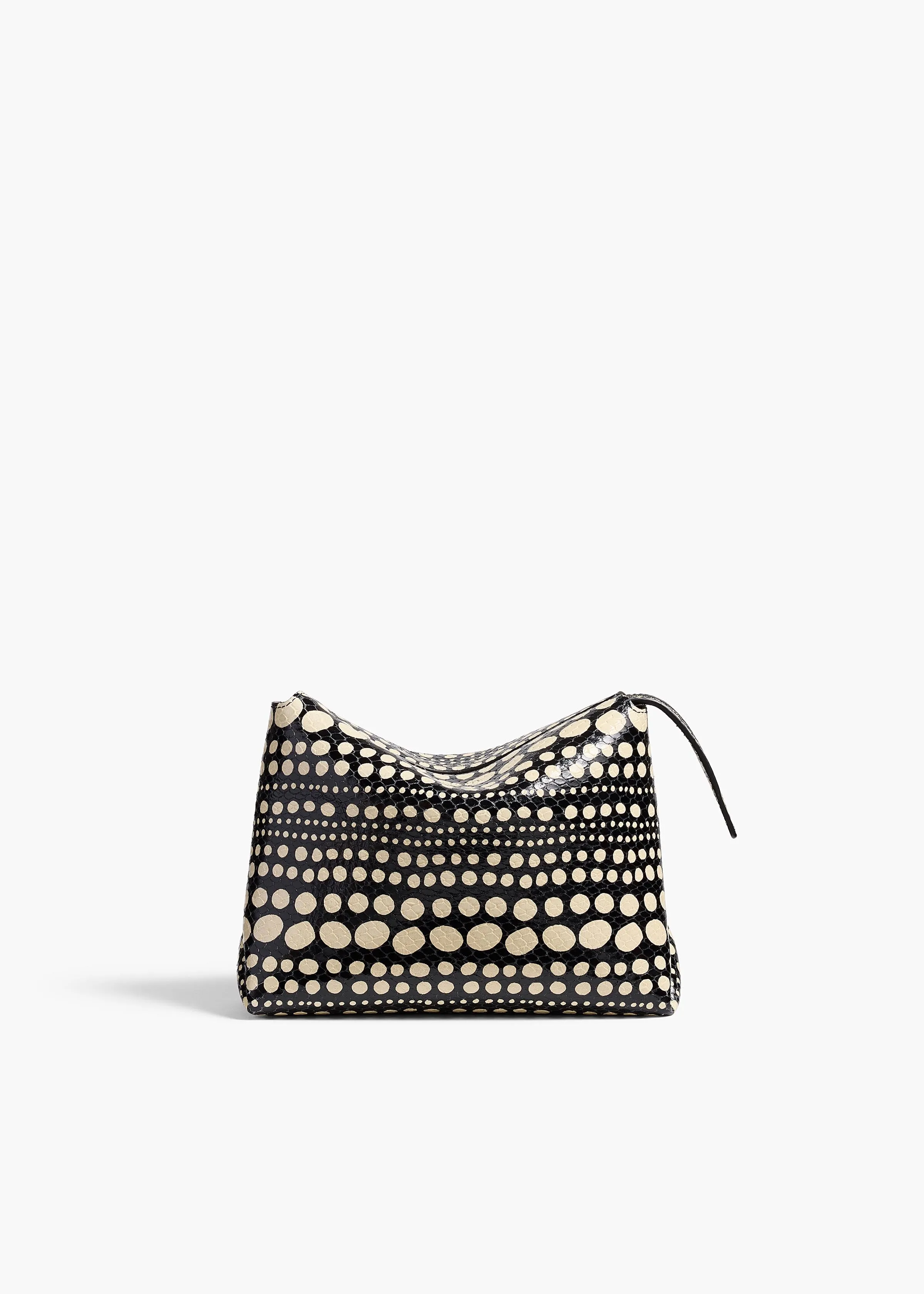 Lina Pochette in Black with Cream Python Dot Print sold by KHAITE