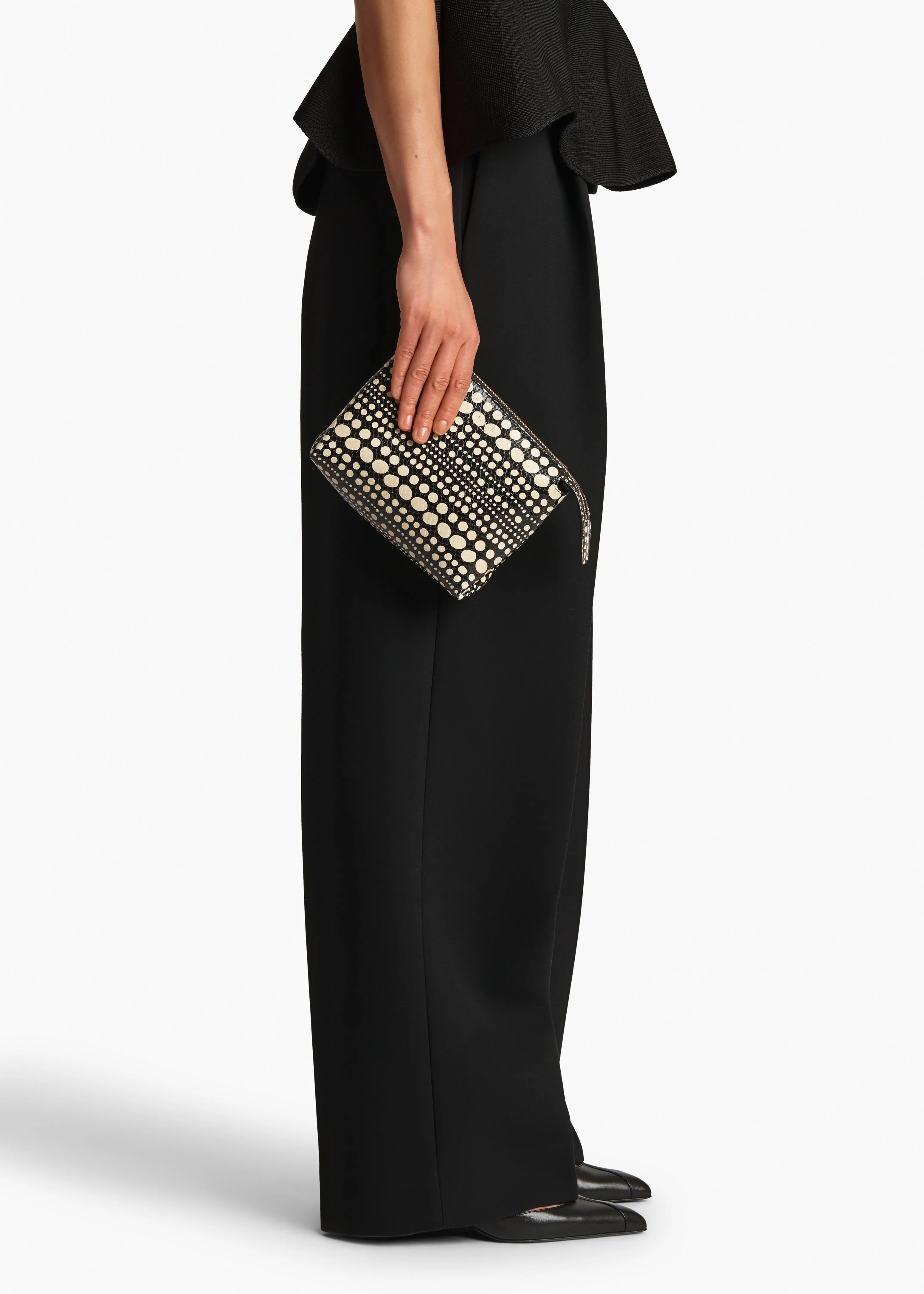 Lina Pochette in Black with Cream Python Dot Print sold by KHAITE product image thumbnail 5
