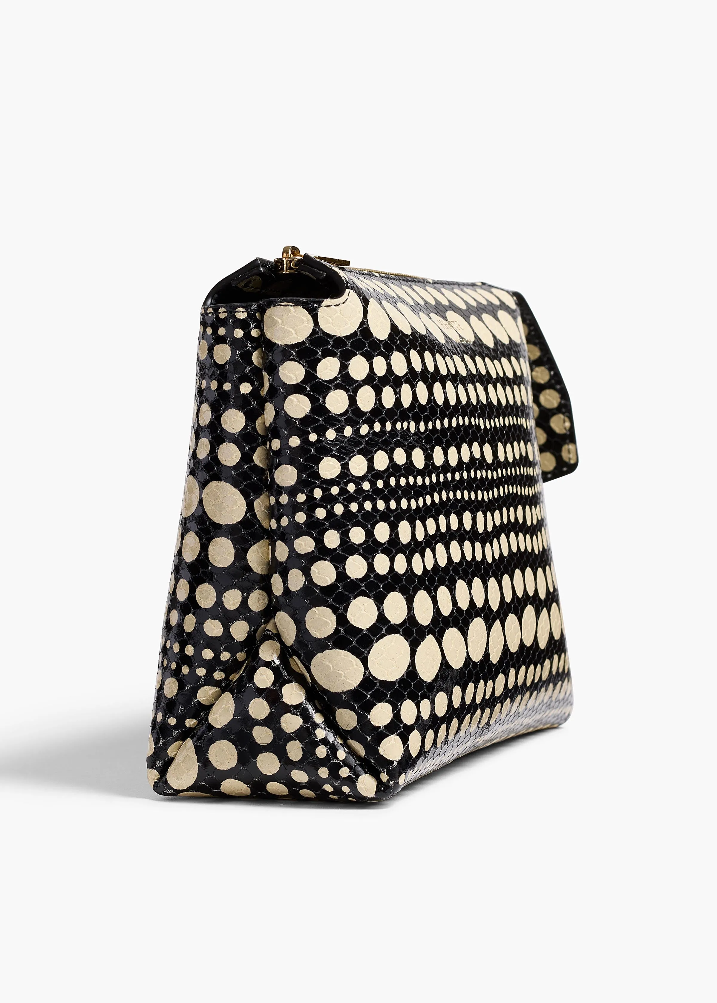 Lina Pochette in Black with Cream Python Dot Print sold by KHAITE product image thumbnail 3