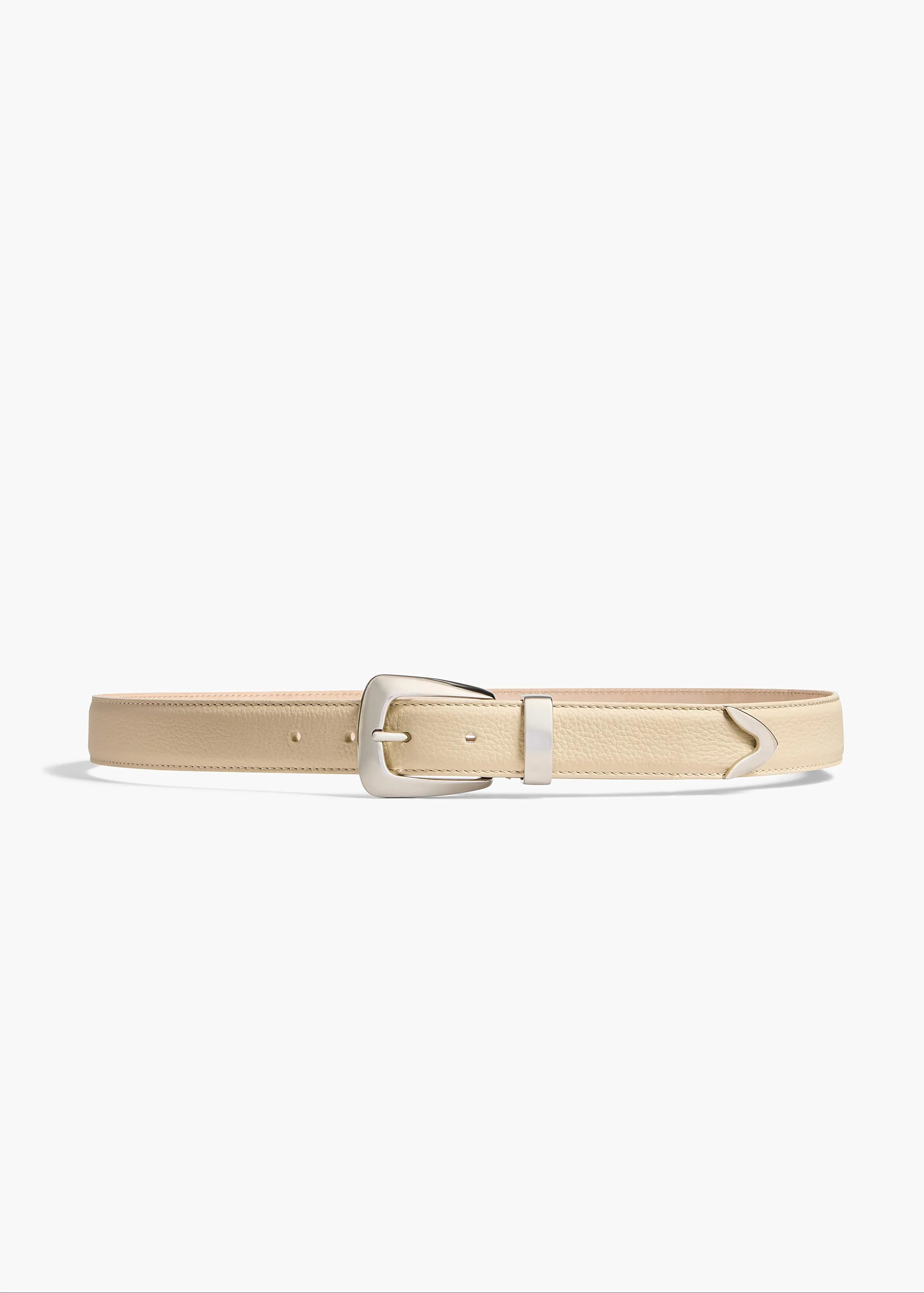 Benny Belt in Dark Ivory Pebbled Leather with Silver sold by KHAITE
