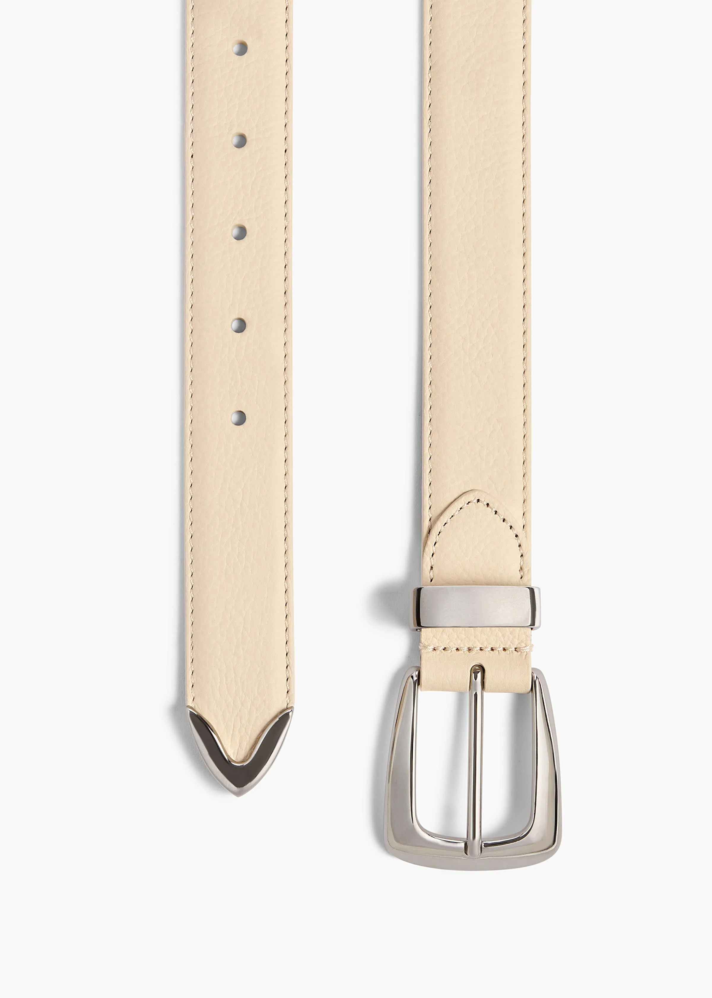 Benny Belt in Dark Ivory Pebbled Leather with Silver sold by KHAITE product image thumbnail 2