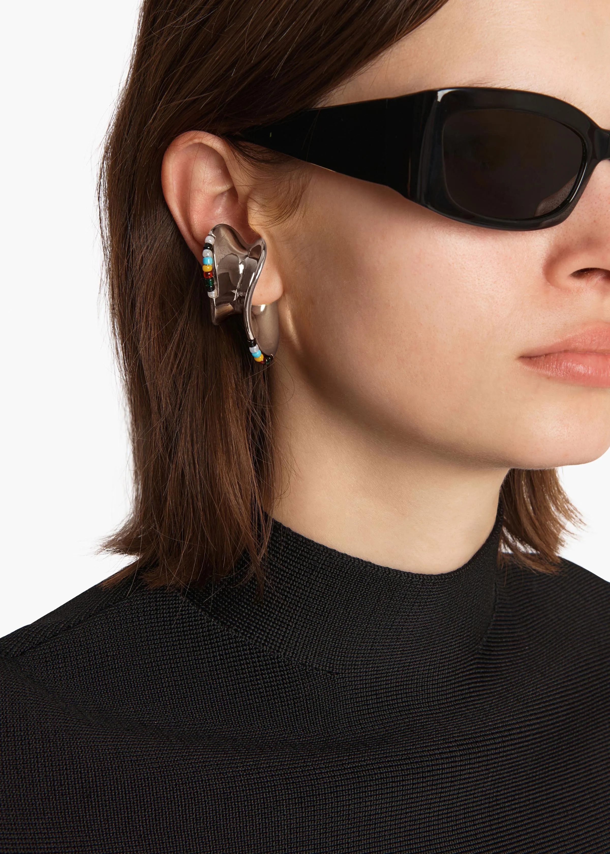 Shadow Right Ear Cuff with Beads in Silver sold by KHAITE product image thumbnail 3