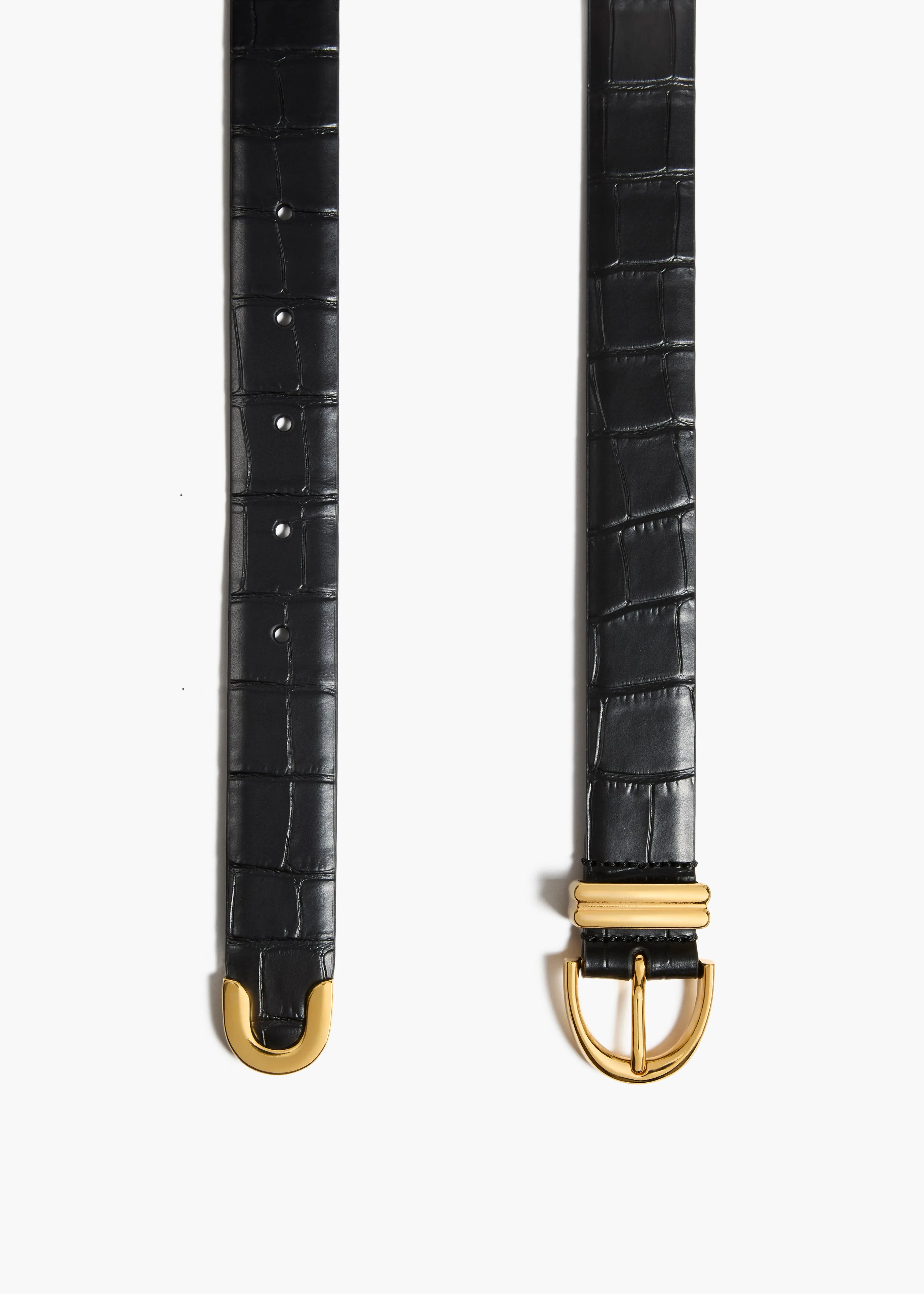 Bambi Belt in Black Croc-Embossed Leather with Gold sold by KHAITE product image thumbnail 2
