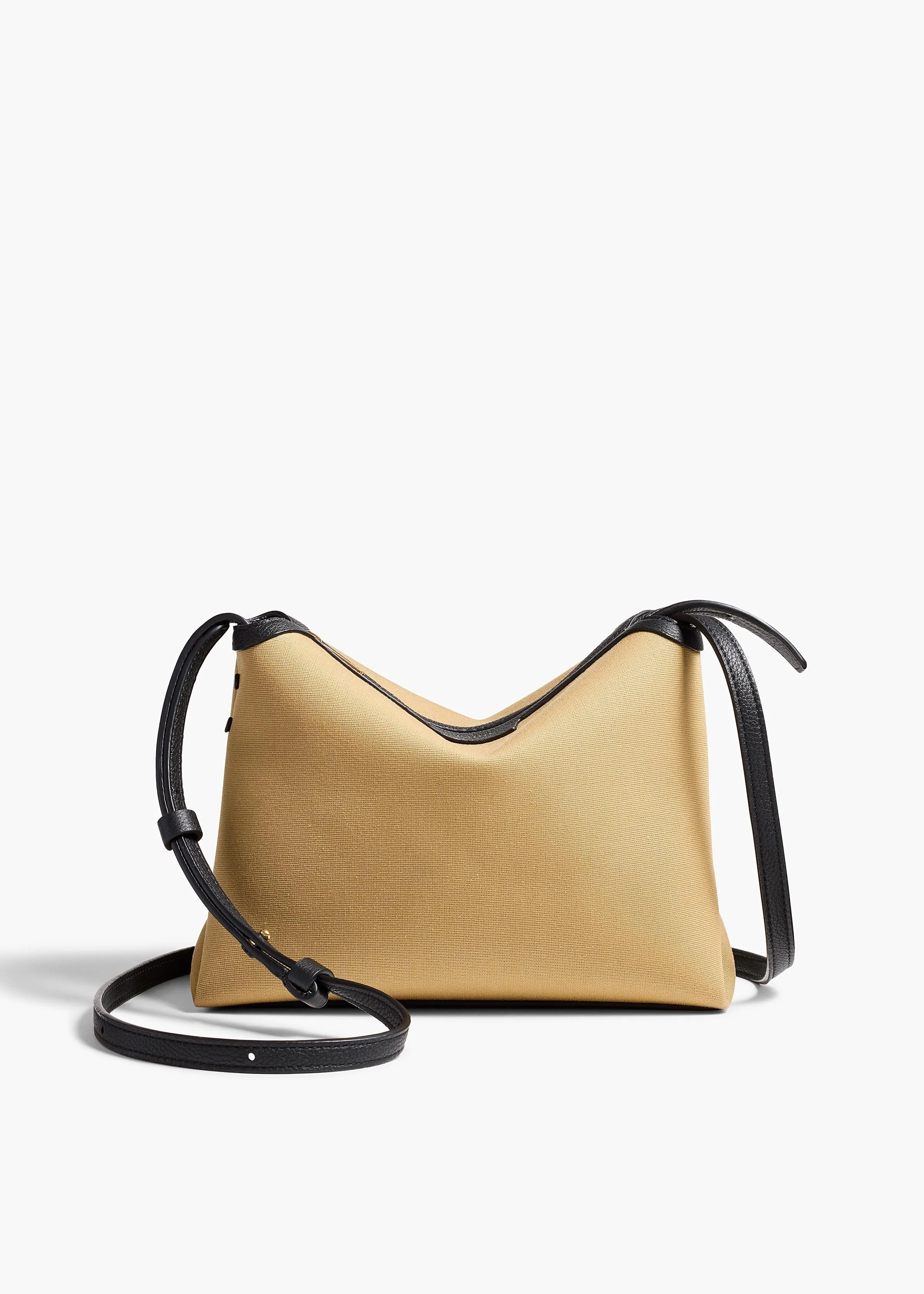 Lina Crossbody Bag in Honey Canvas with Black Leather sold by KHAITE