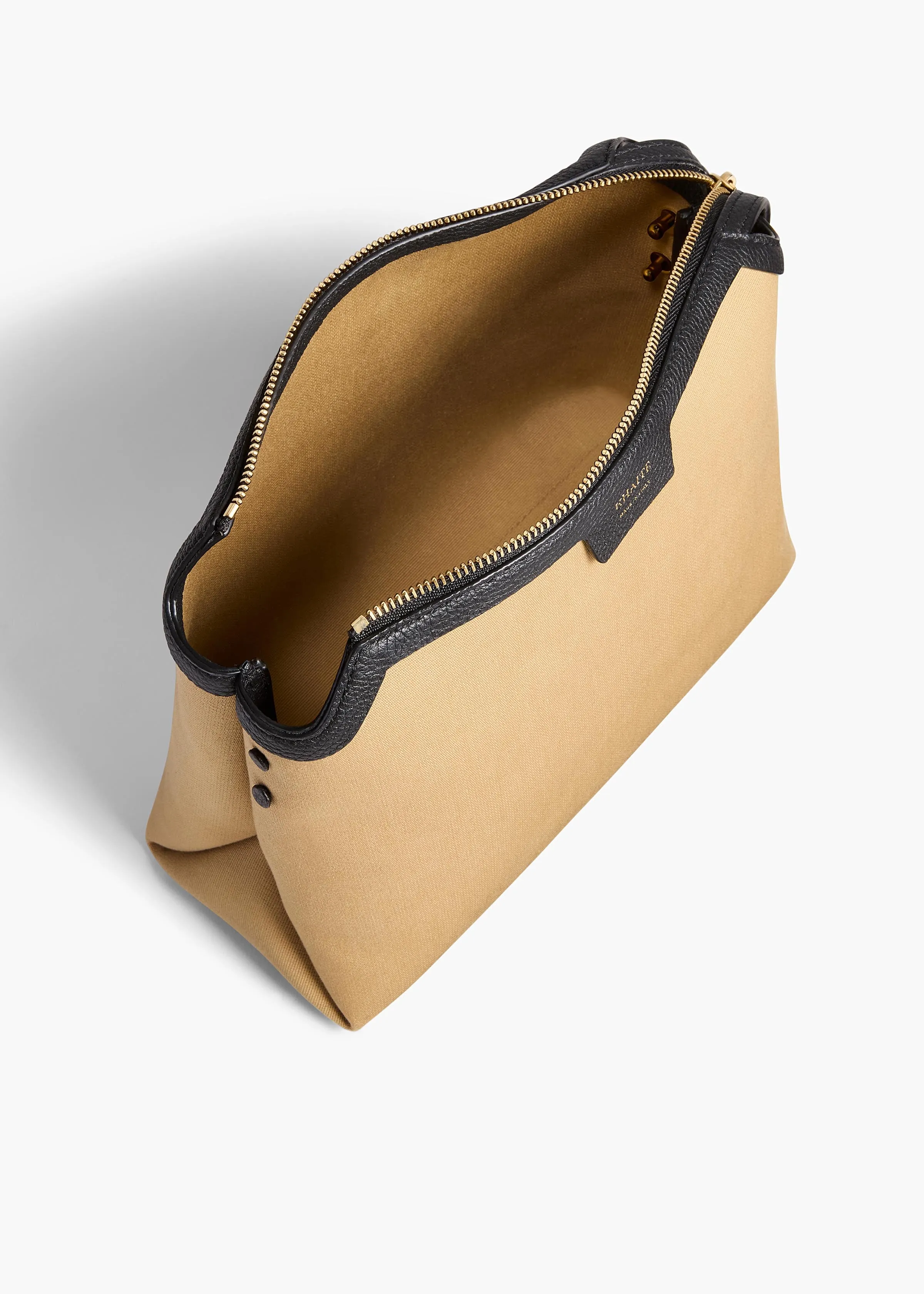 Lina Crossbody Bag in Honey Canvas with Black Leather sold by KHAITE product image thumbnail 4