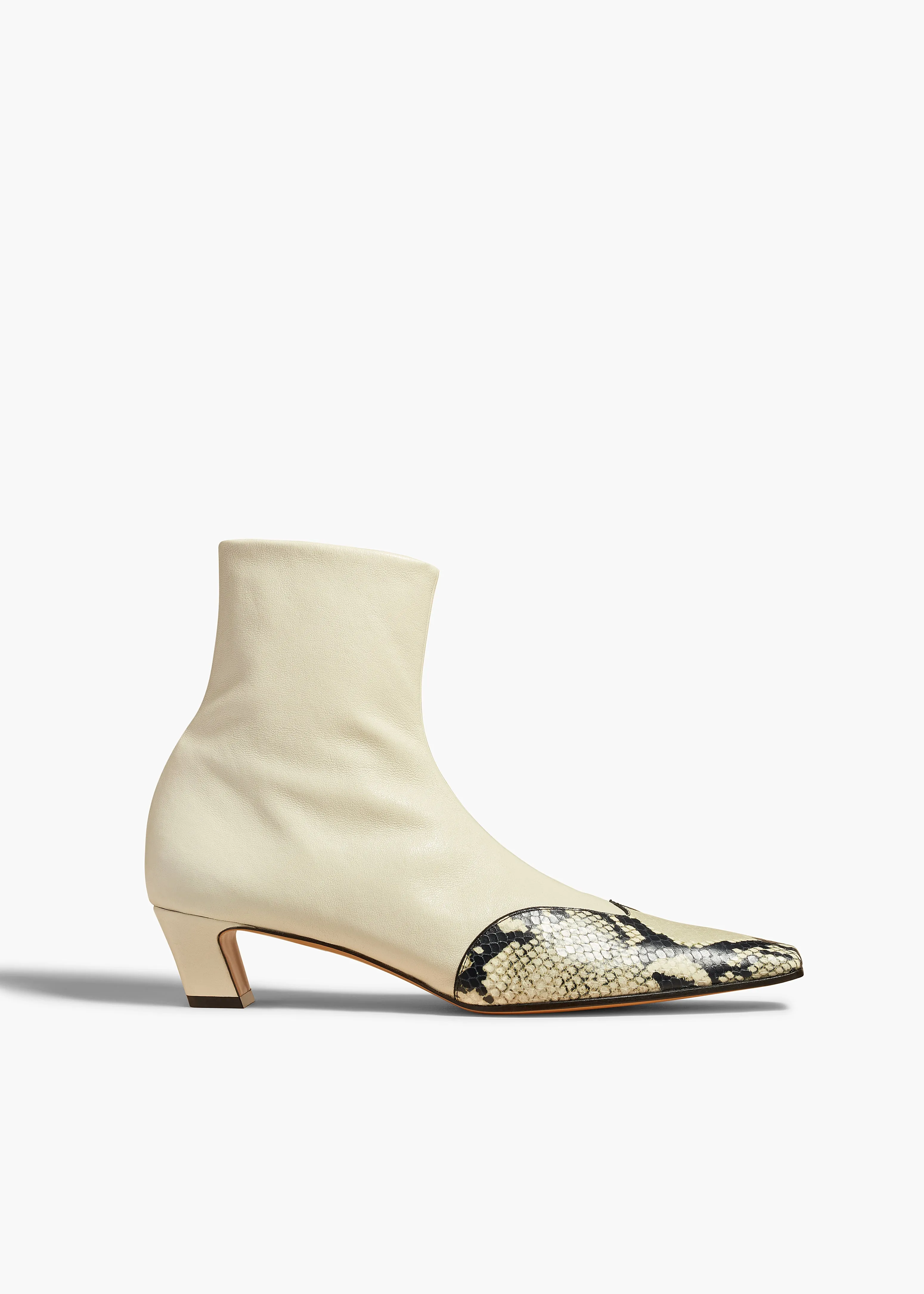 Nevada Stretch Low Boot in Off White with Natural Python-Embossed Leather sold by KHAITE