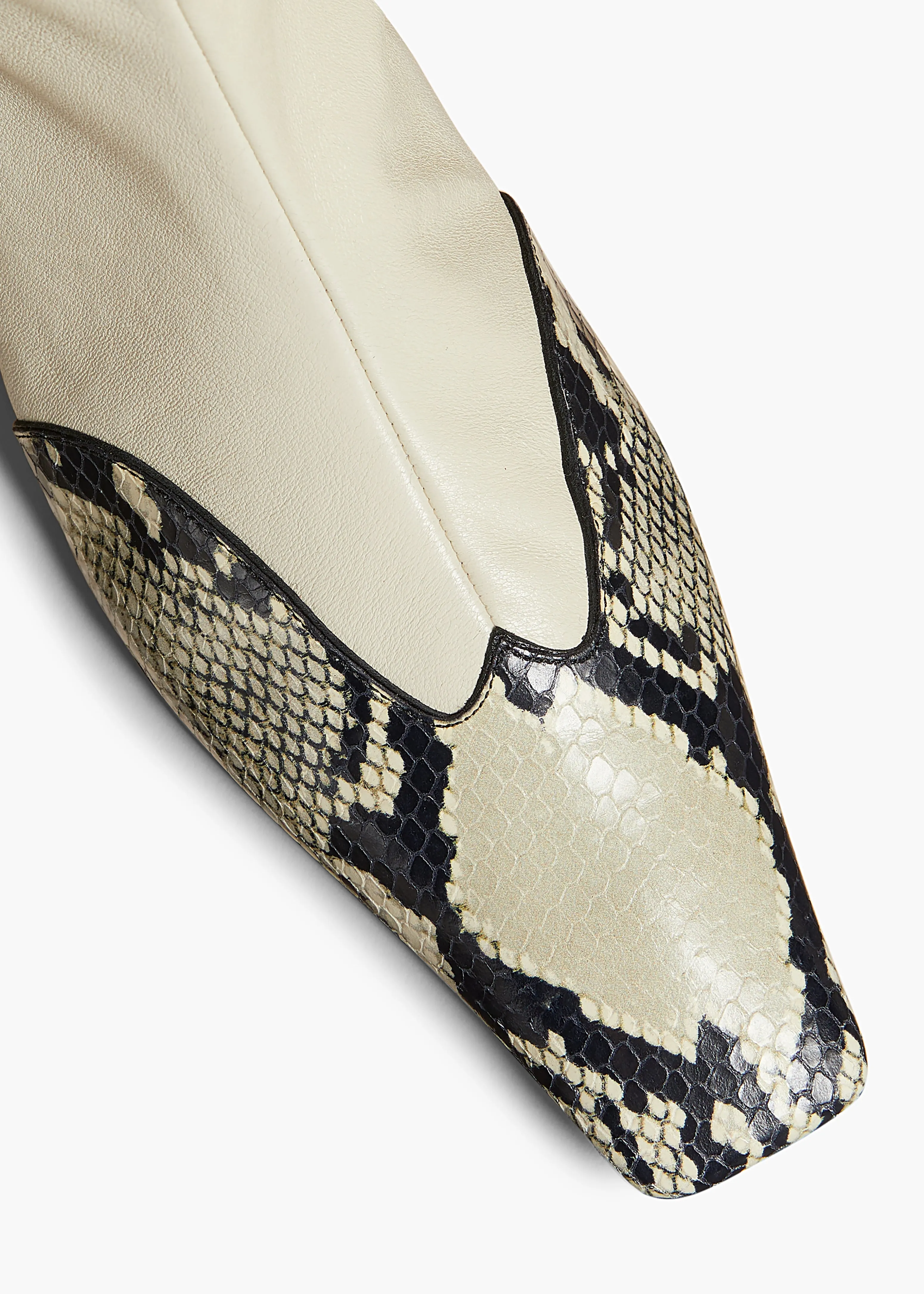 Nevada Stretch Low Boot in Off White with Natural Python-Embossed Leather sold by KHAITE product image thumbnail 4
