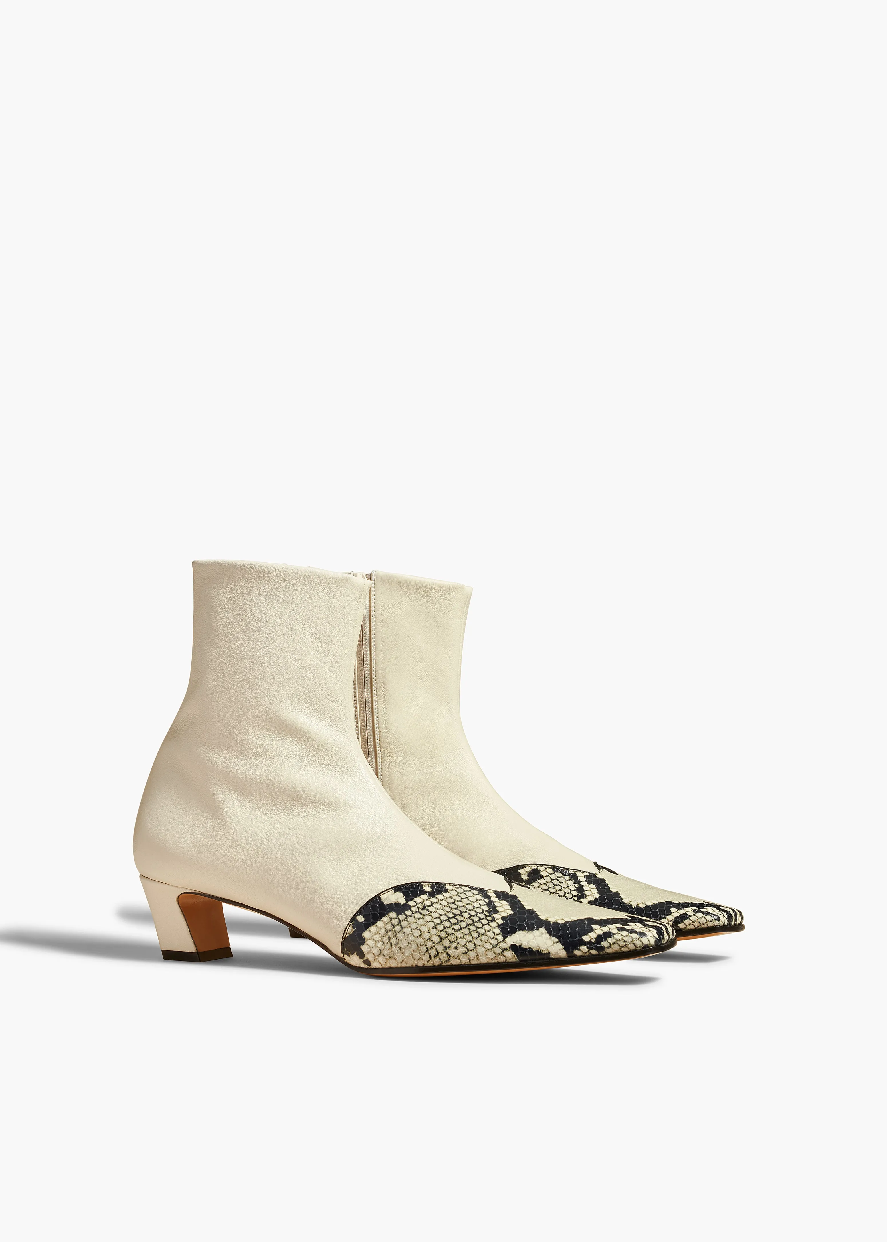 Nevada Stretch Low Boot in Off White with Natural Python-Embossed Leather sold by KHAITE product image thumbnail 2