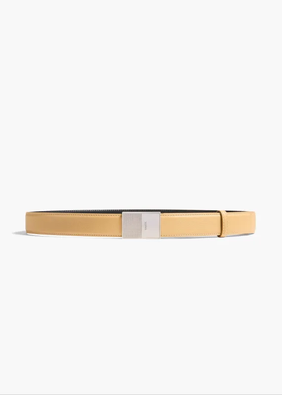 Elio Belt in Wheat Pebbled Leather with Silver sold by KHAITE