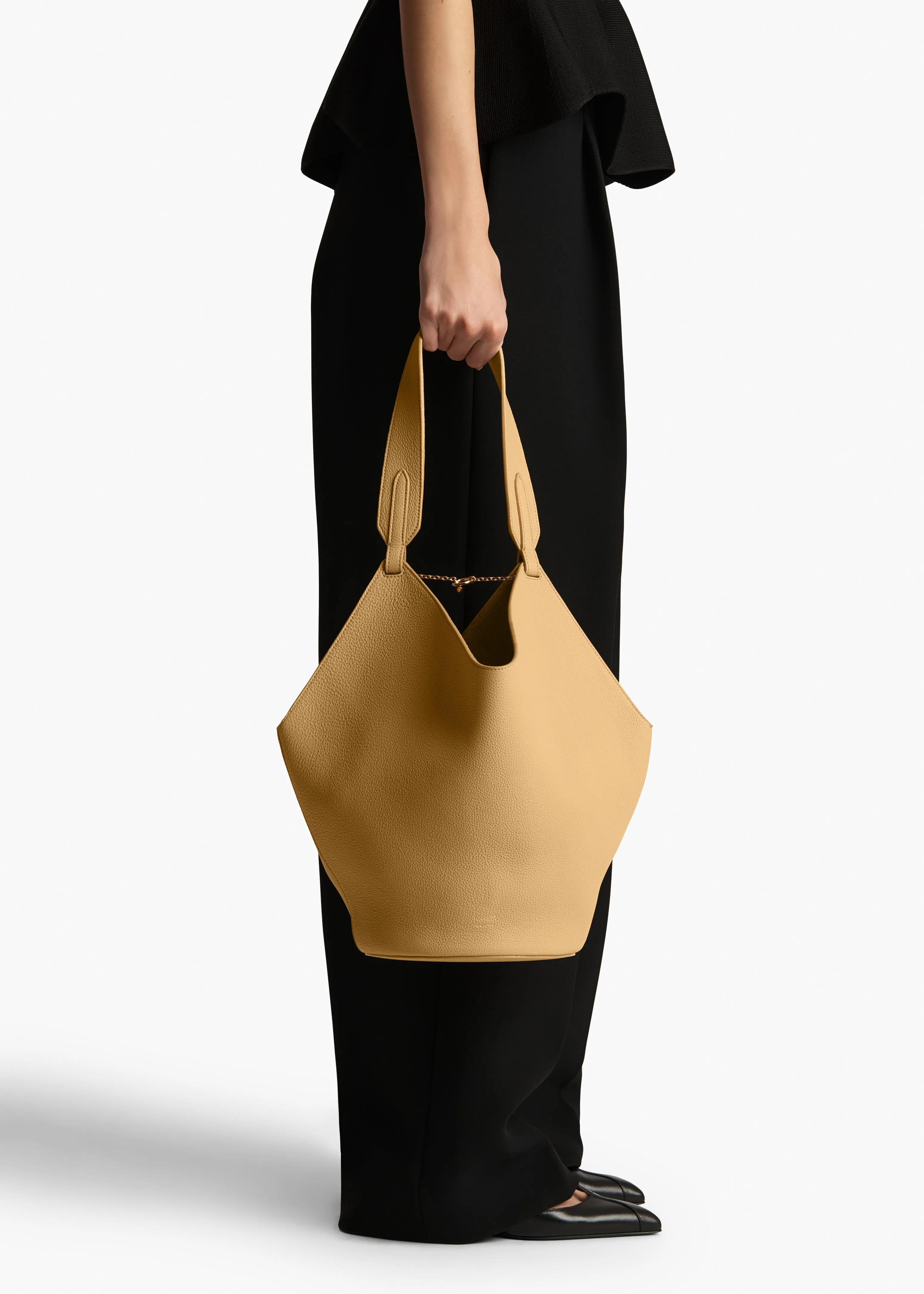 Small Lotus Tote in Wheat Pebbled Leather sold by KHAITE product image thumbnail 5