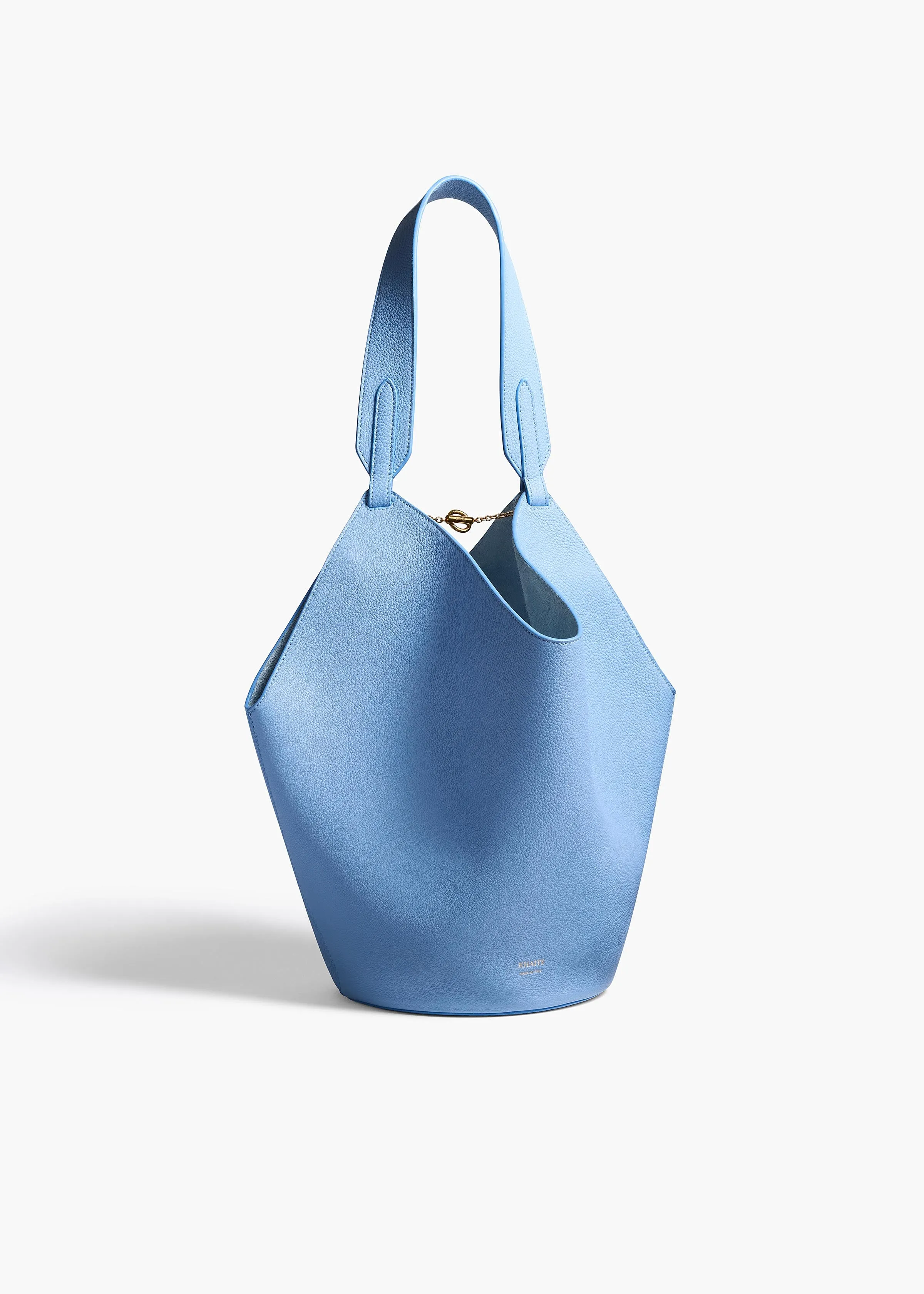 Small Lotus Tote in Sky Blue Pebbled Leather sold by KHAITE