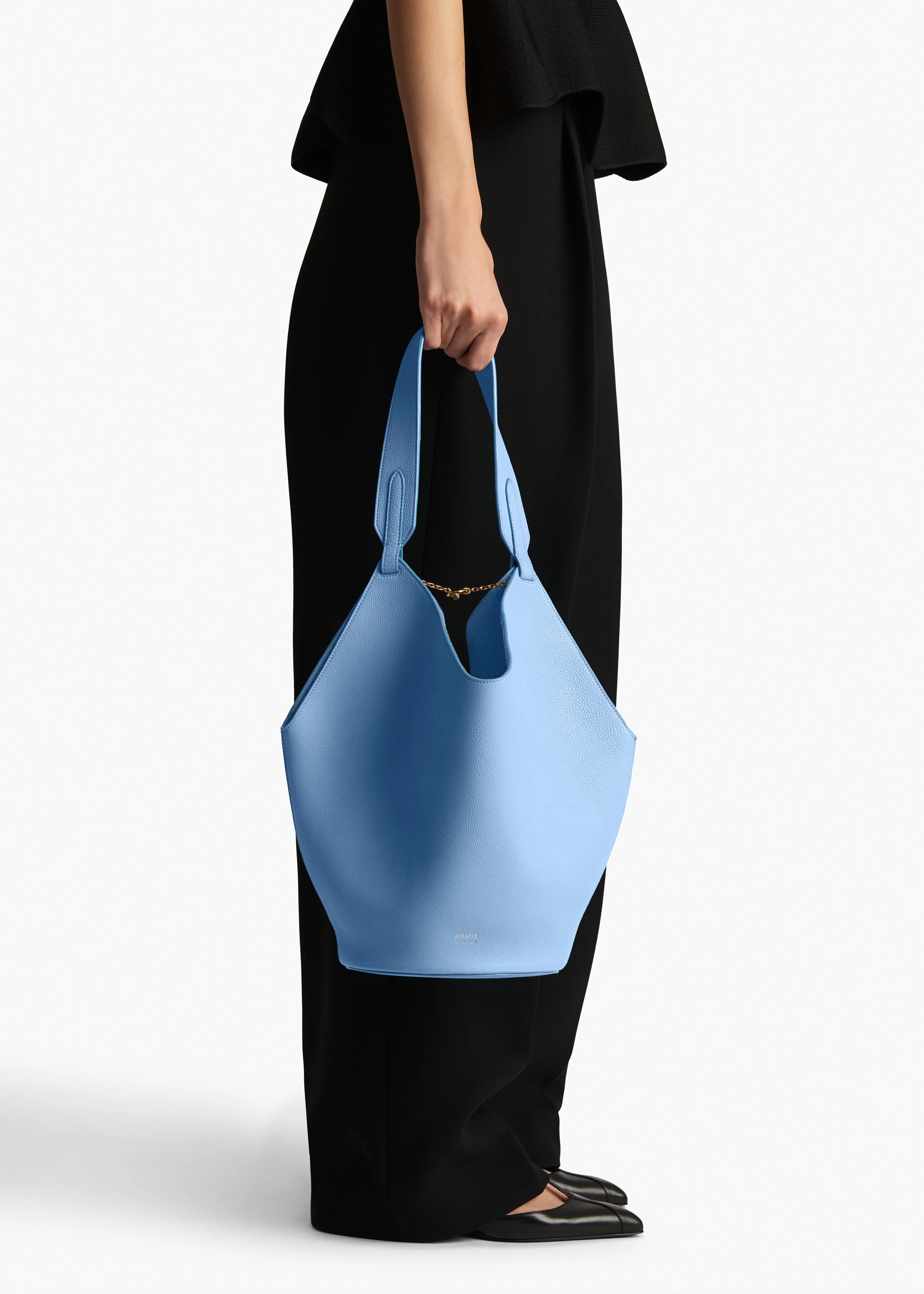 Small Lotus Tote in Sky Blue Pebbled Leather sold by KHAITE product image thumbnail 5